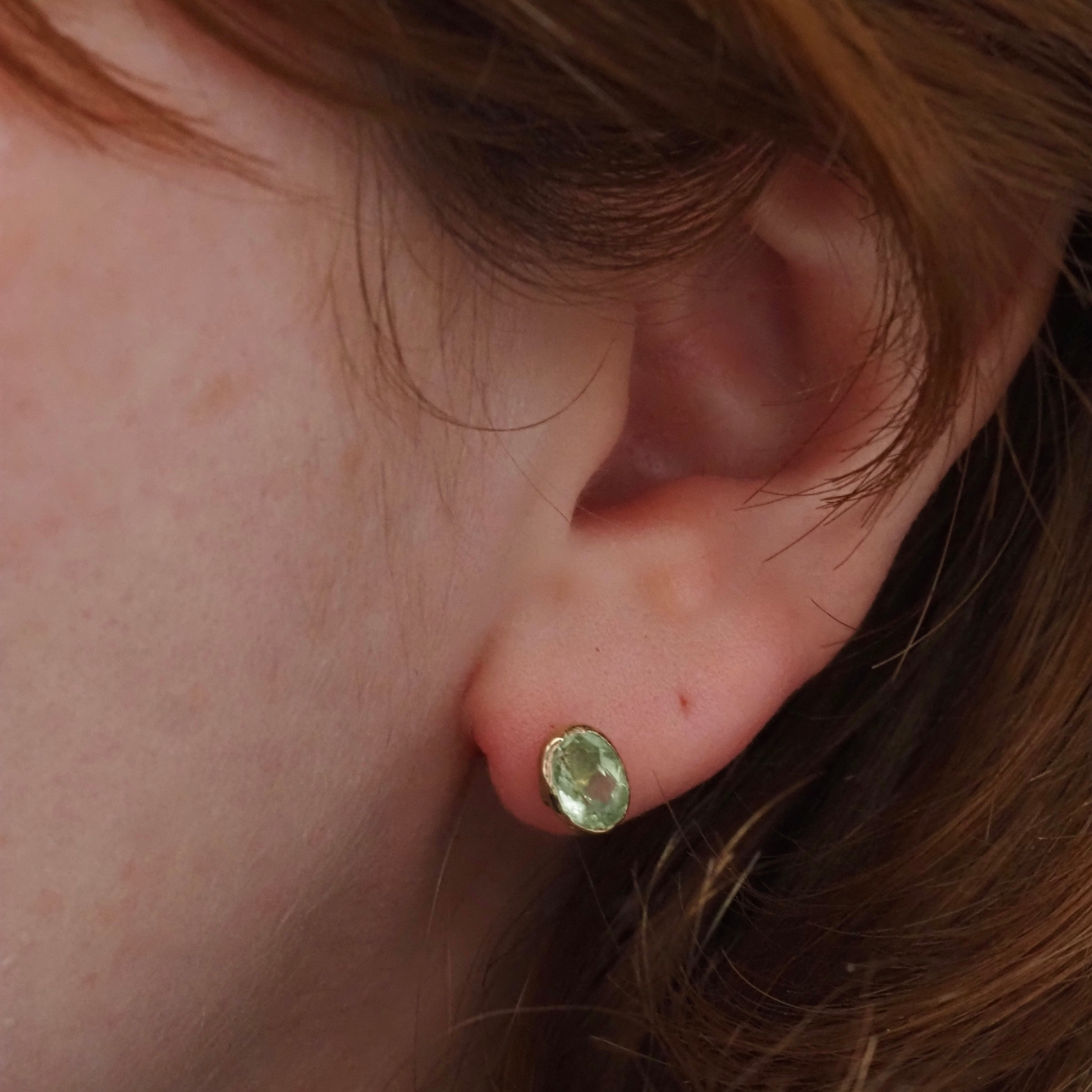 Minty Tourmaline 14k Gold Post Earrings