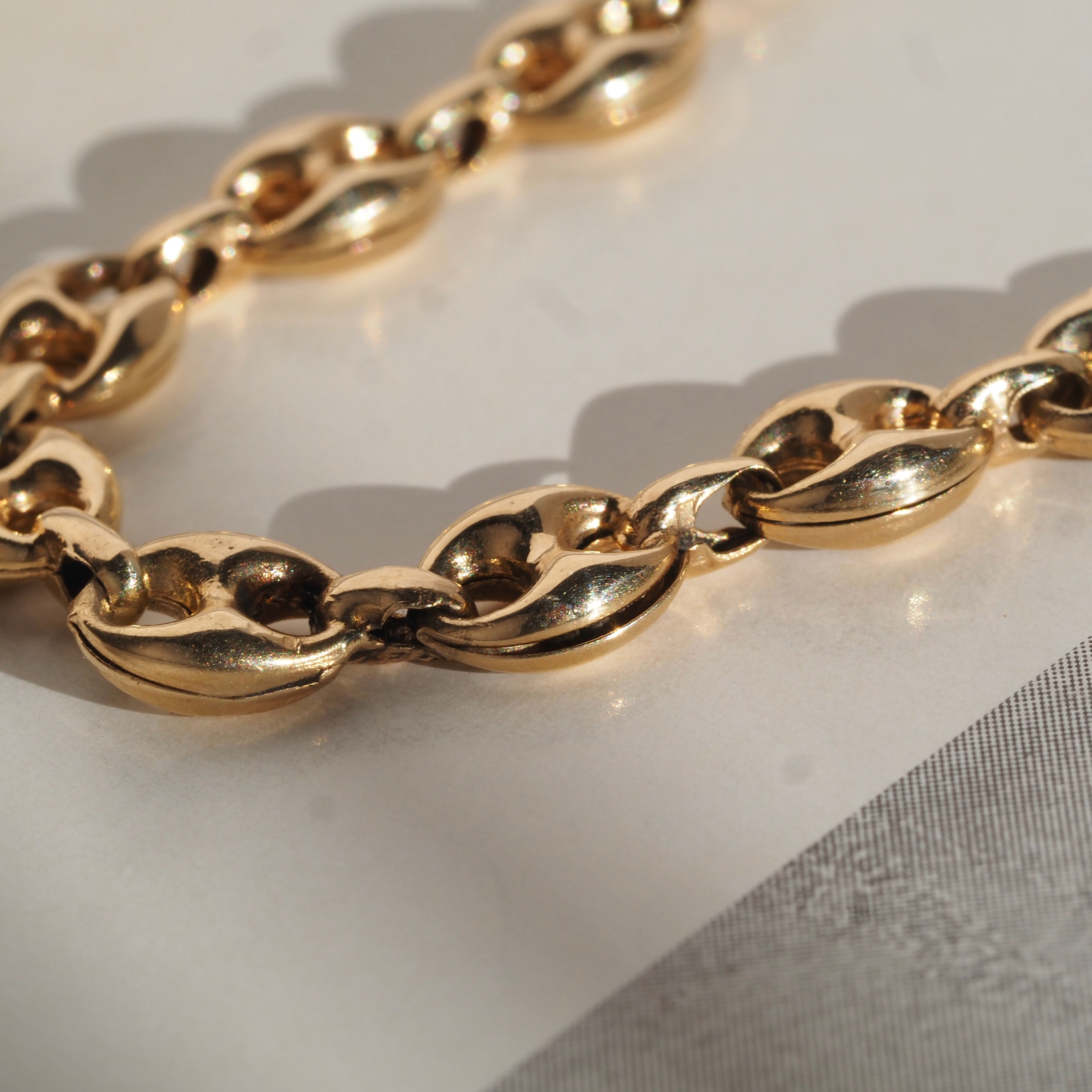 Vintage 14k Puffy Gold Mariner Link Bracelet
