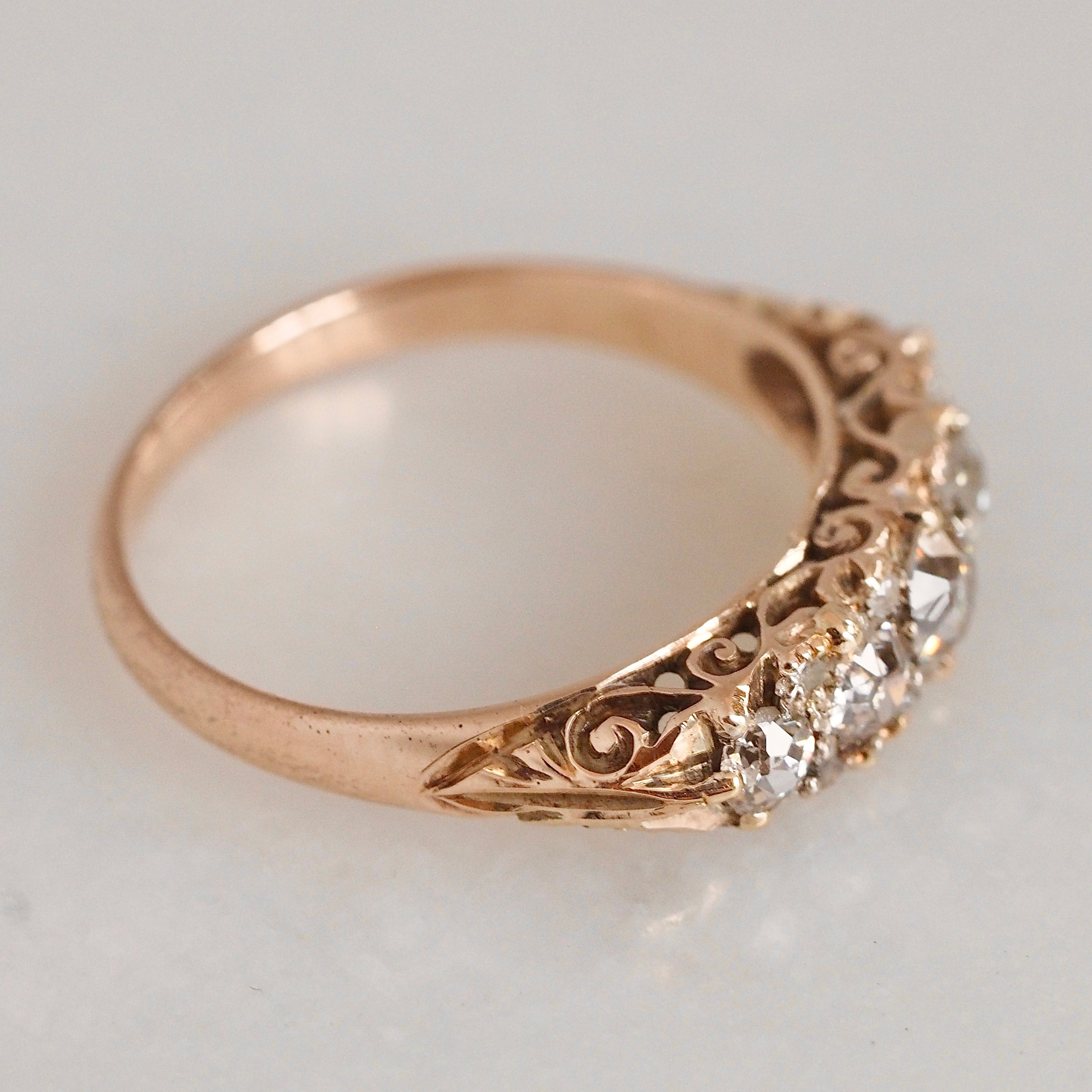 Antique Victorian 18k Gold Half Hoop Diamond Band