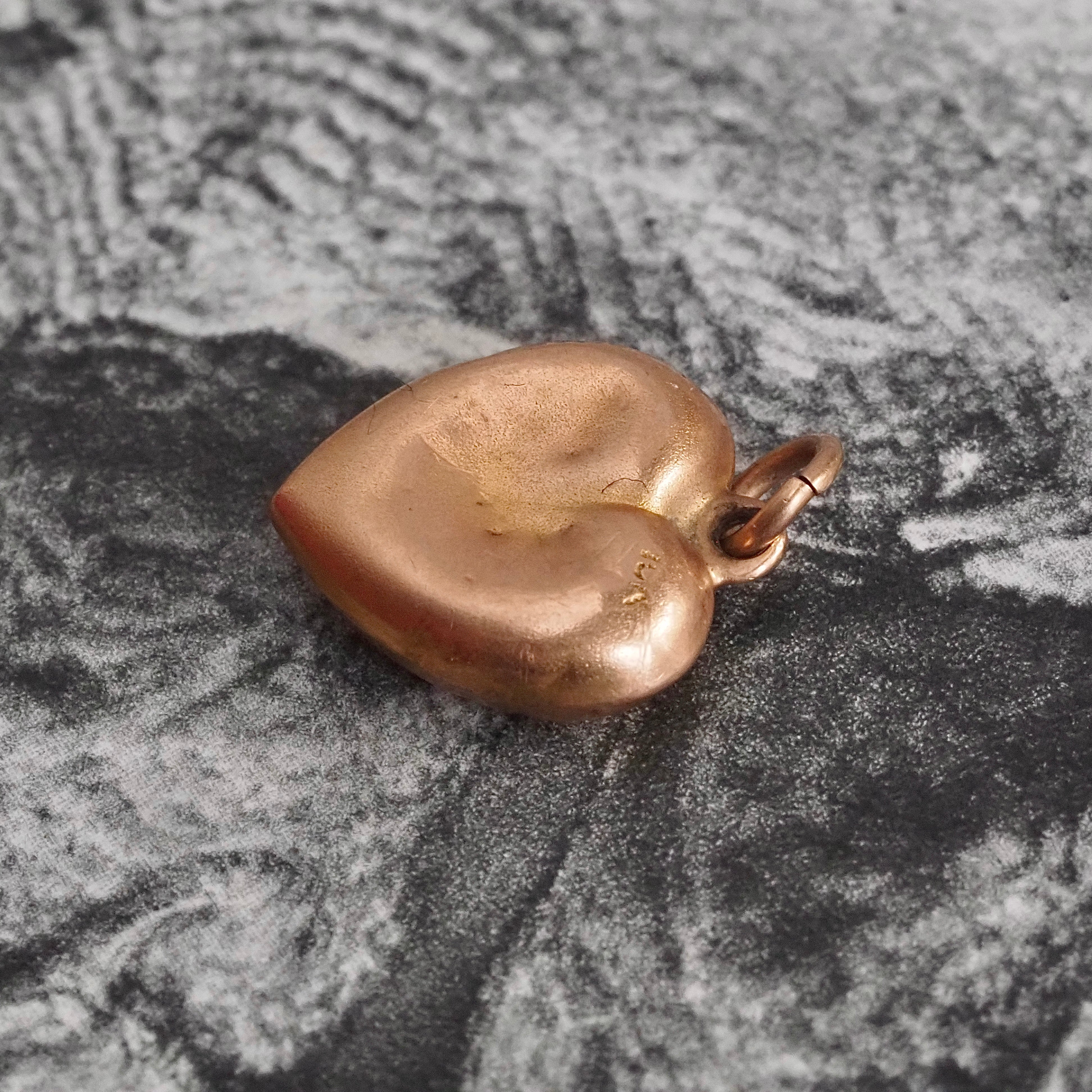 Antique Victorian Starburst Heart 10k Gold Charm