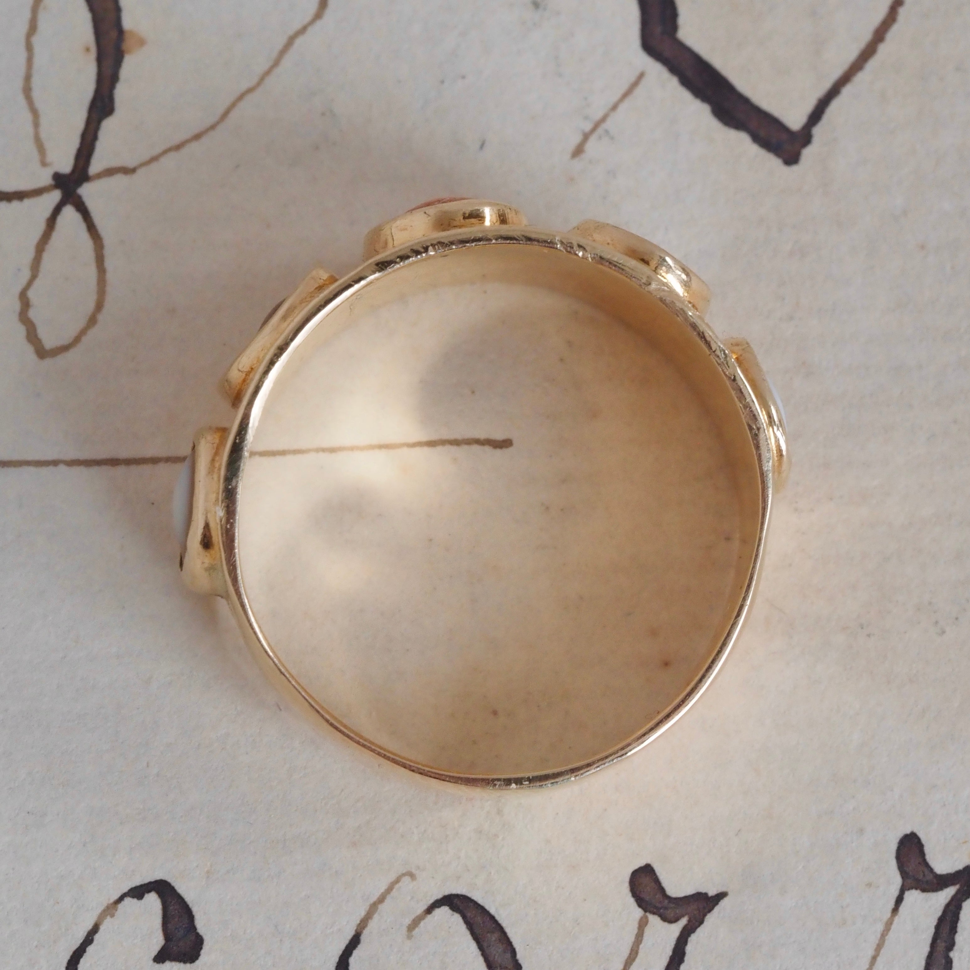 Antique Victorian Cameo 14k Gold Wide Band