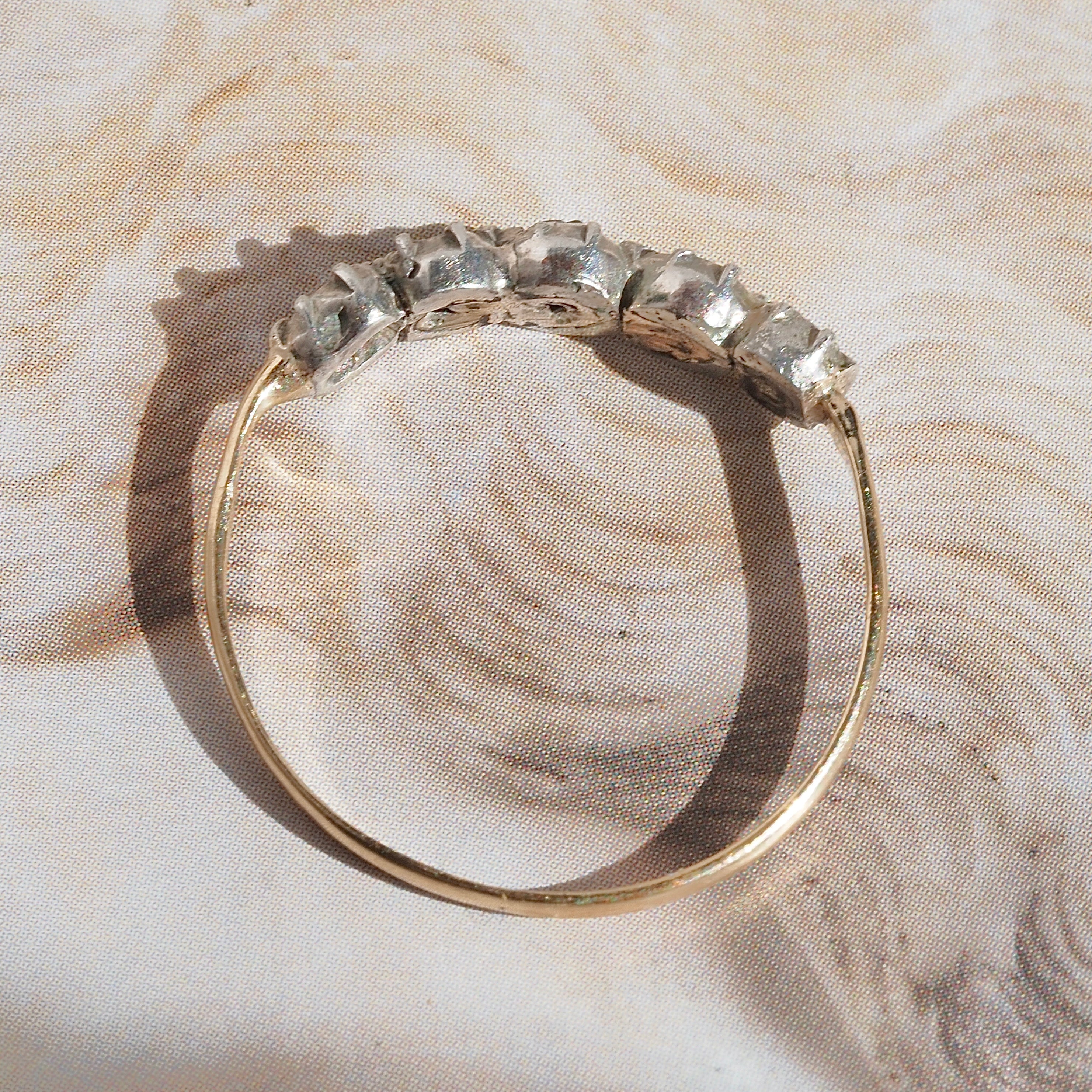 Antique Georgian 14k Gold and Sterling Silver Rose Cut Diamond Ring