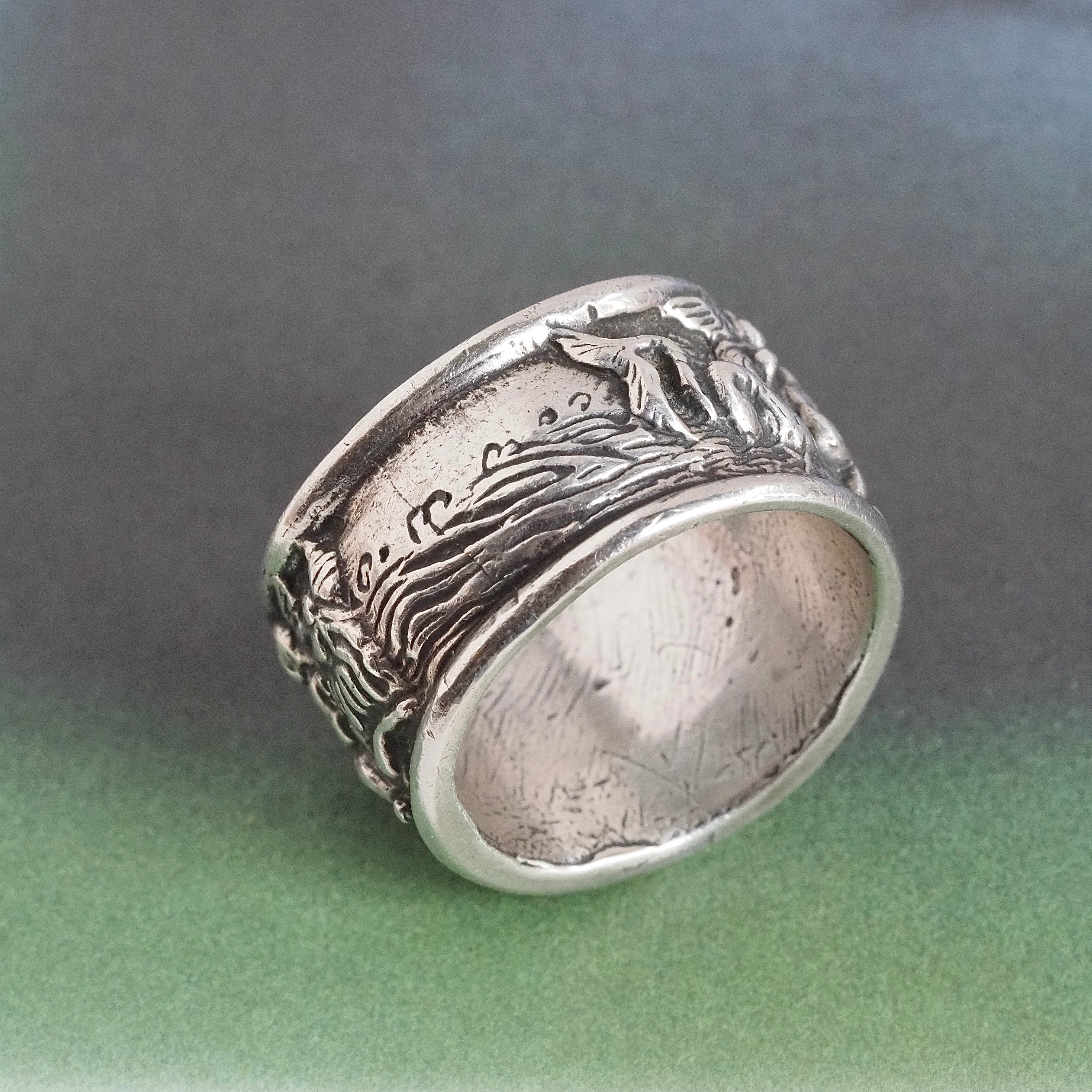 Vintage Sterling Silver Figurative Frieze Band