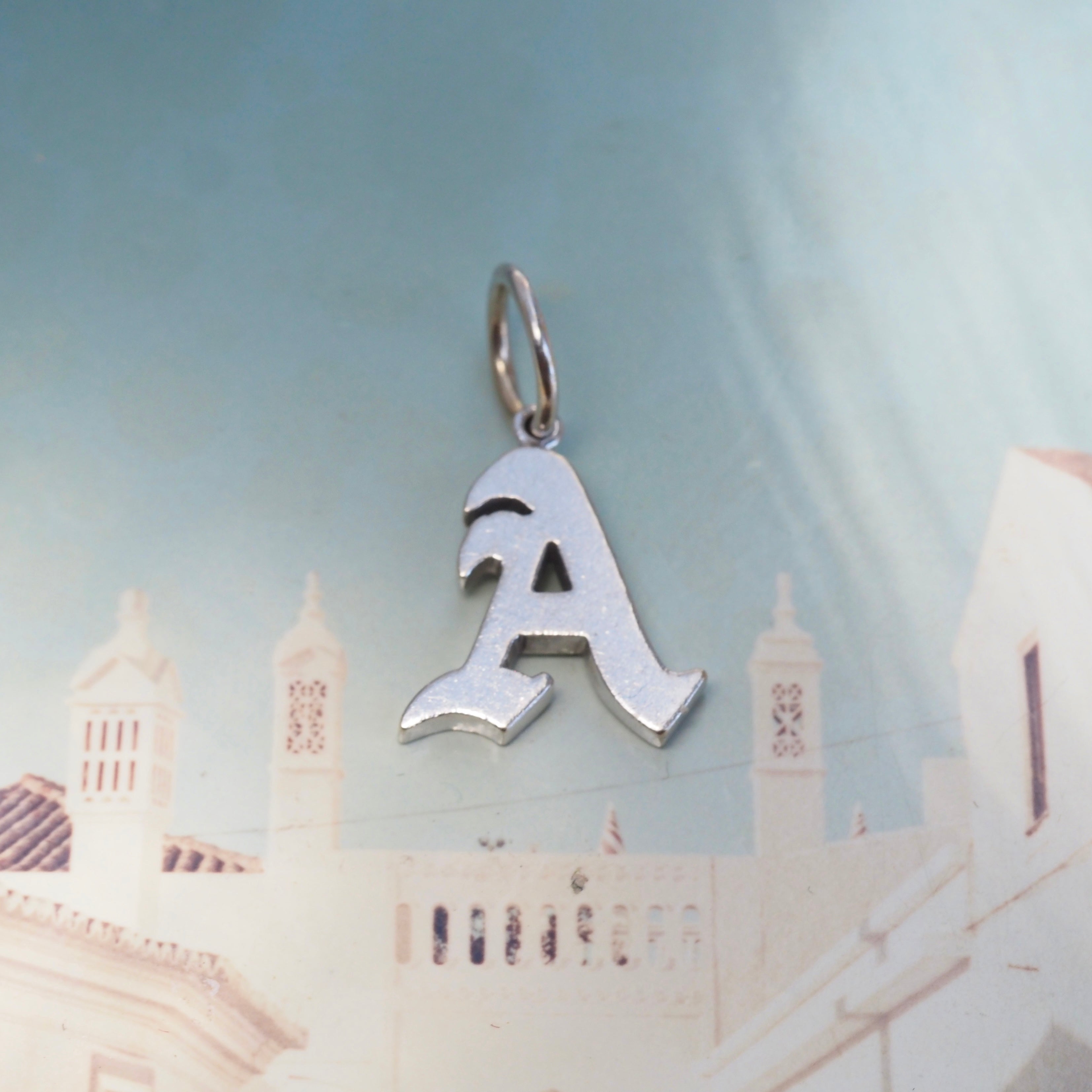 Vintage 14K White Gold "A" Initial Charm