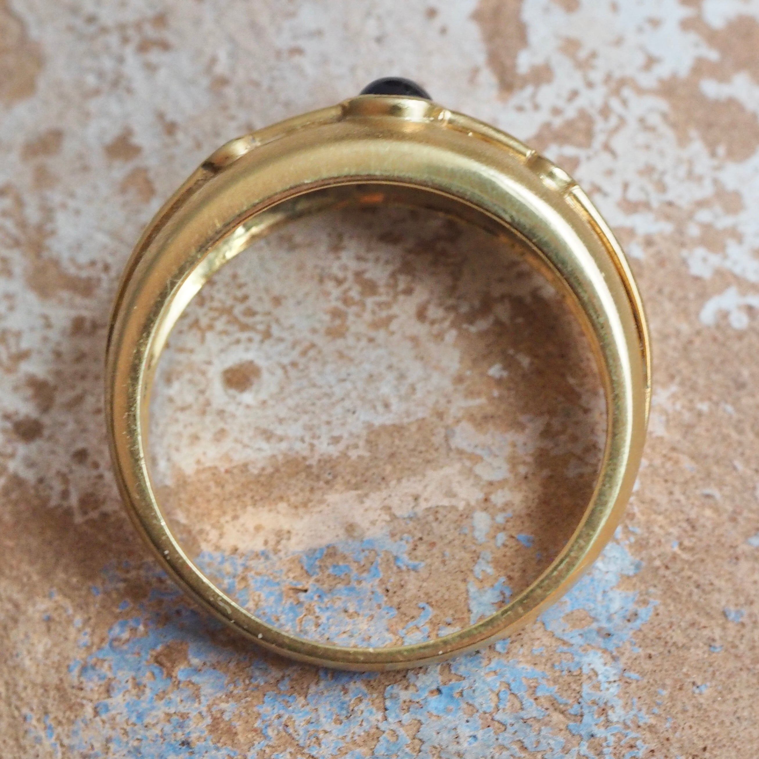 Vintage 18k Gold Sapphire and Diamond Satin Dome Ring