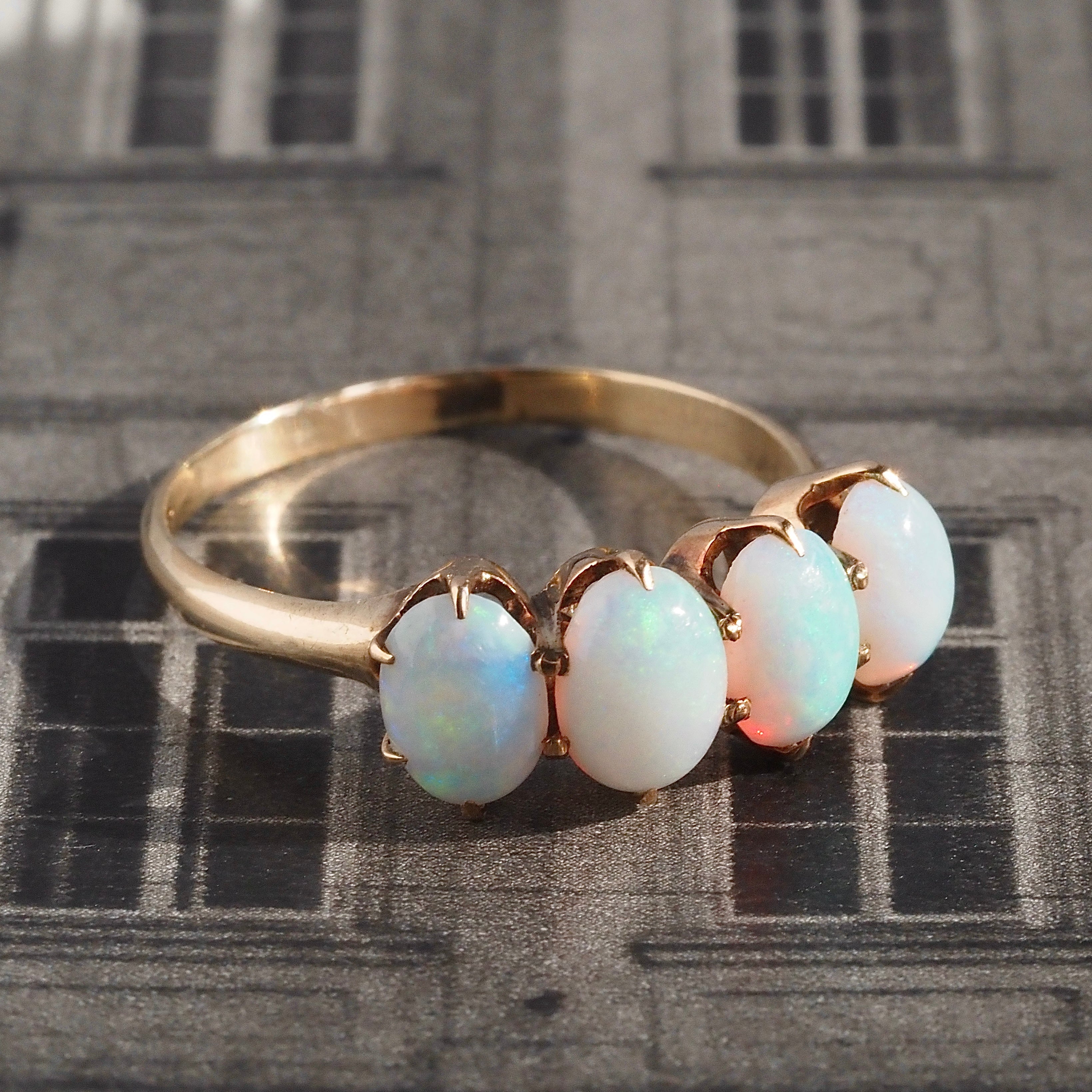 Antique Victorian Four Opal 10k Gold Ring