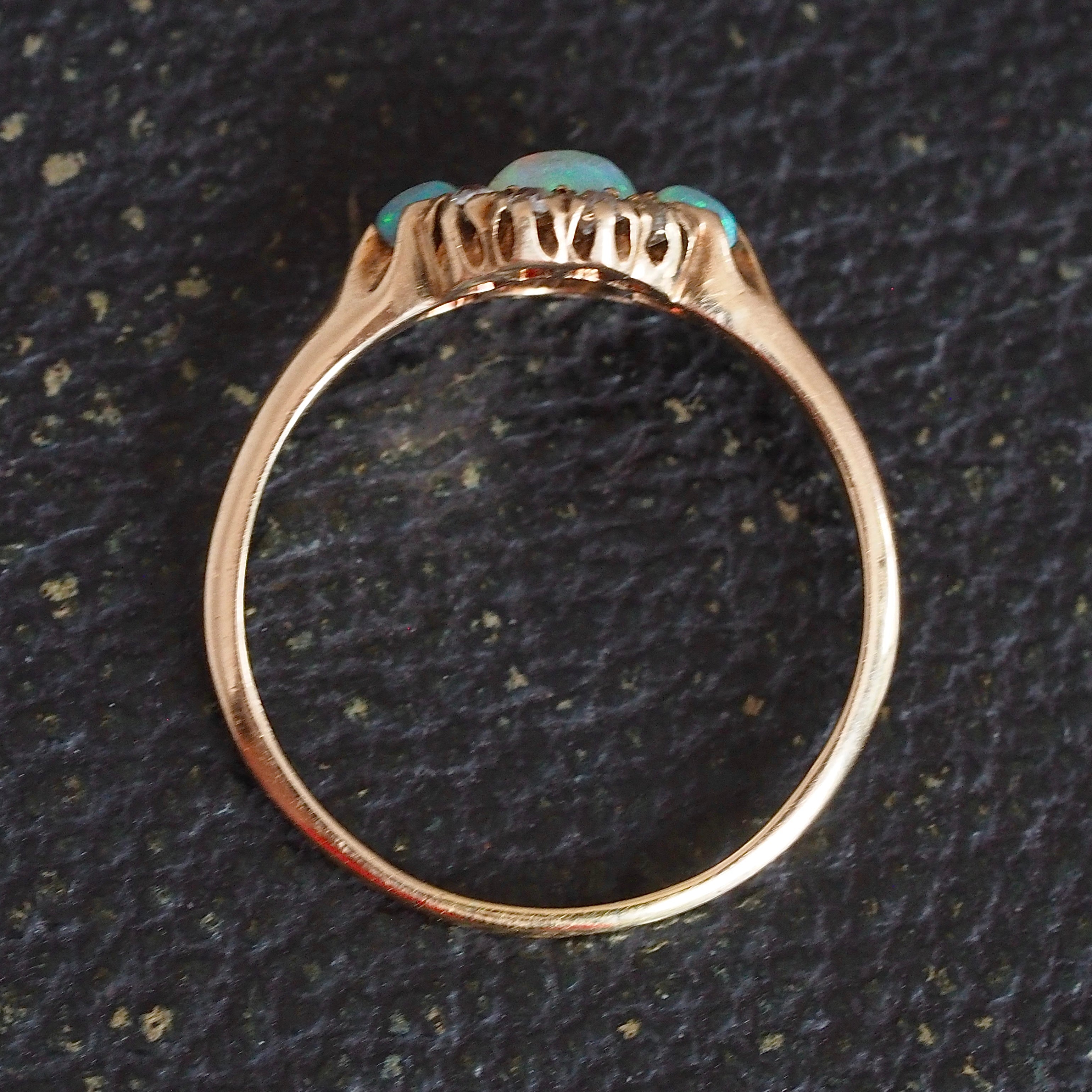 Antique 14k Gold Opal and Old Mine Cut Diamond Halo Ring