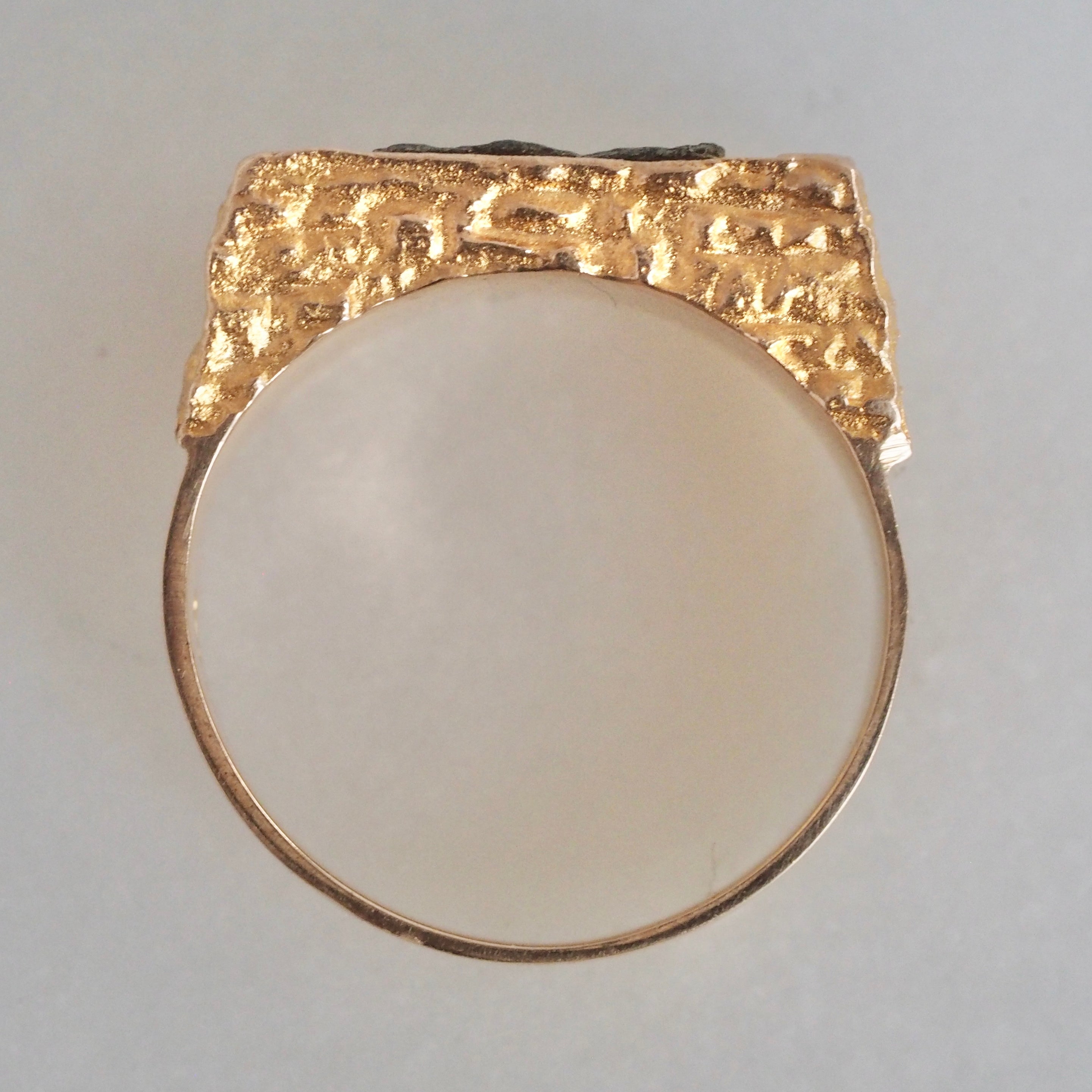 Vintage Modernist Pyrite and 14k Gold Ring by Björn Weckström for Lapponia