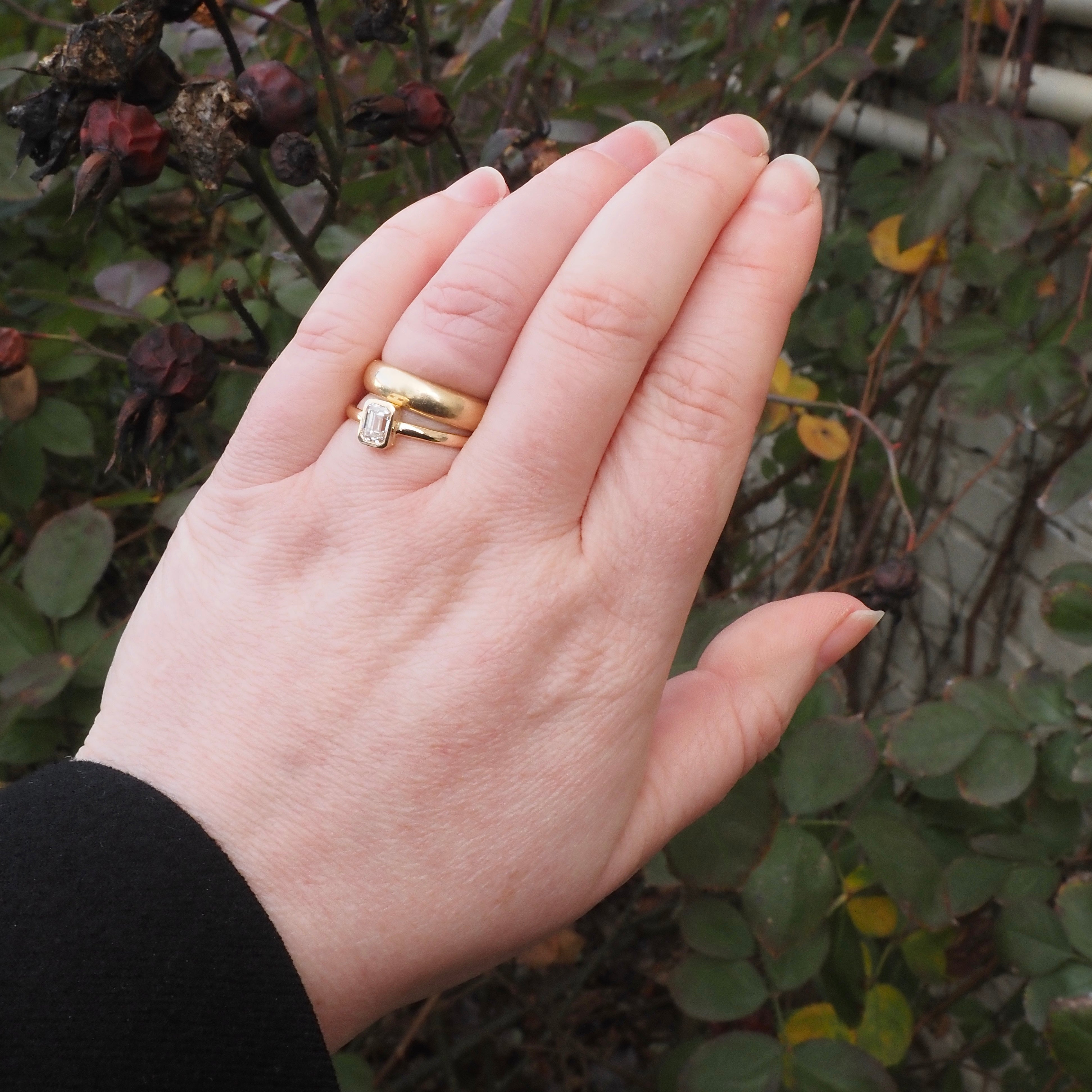 Vintage Emerald Cut Diamond 14k Gold Solitaire Engagement Ring