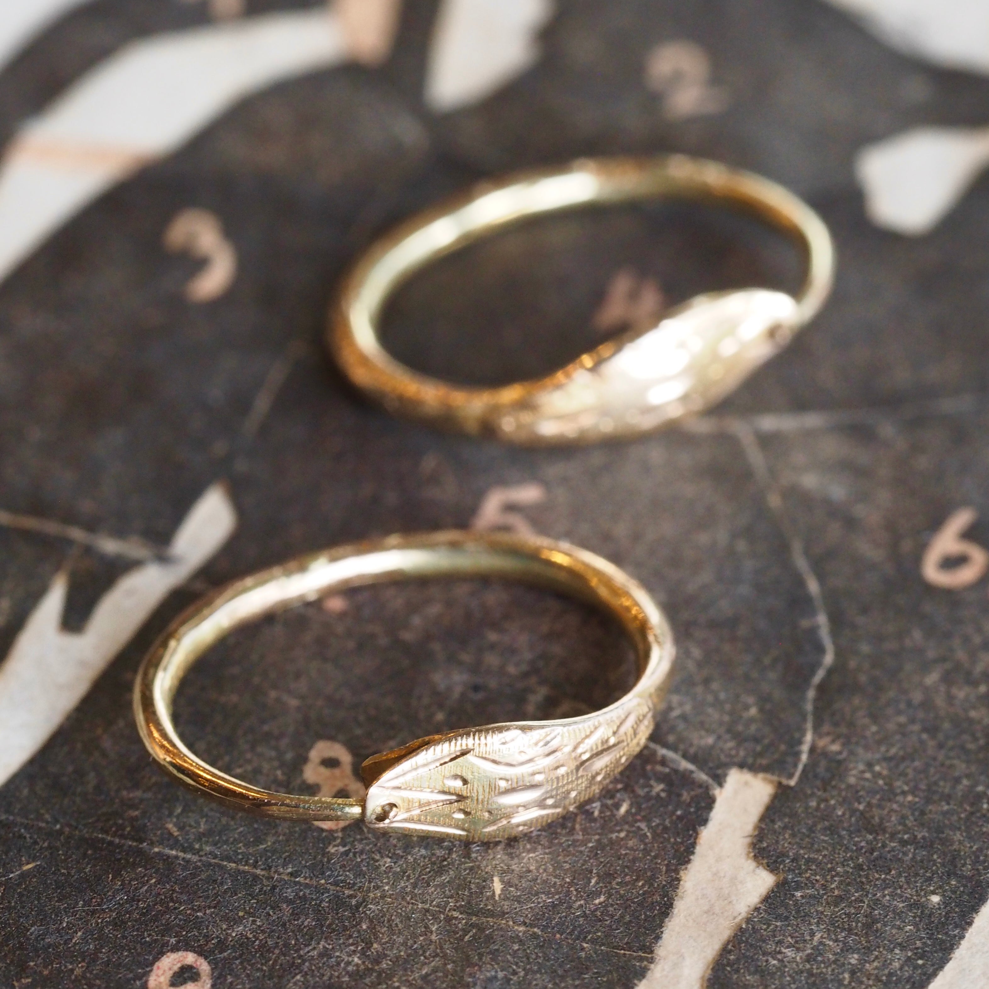 Vintage 14k Gold Ouroboros Hoops