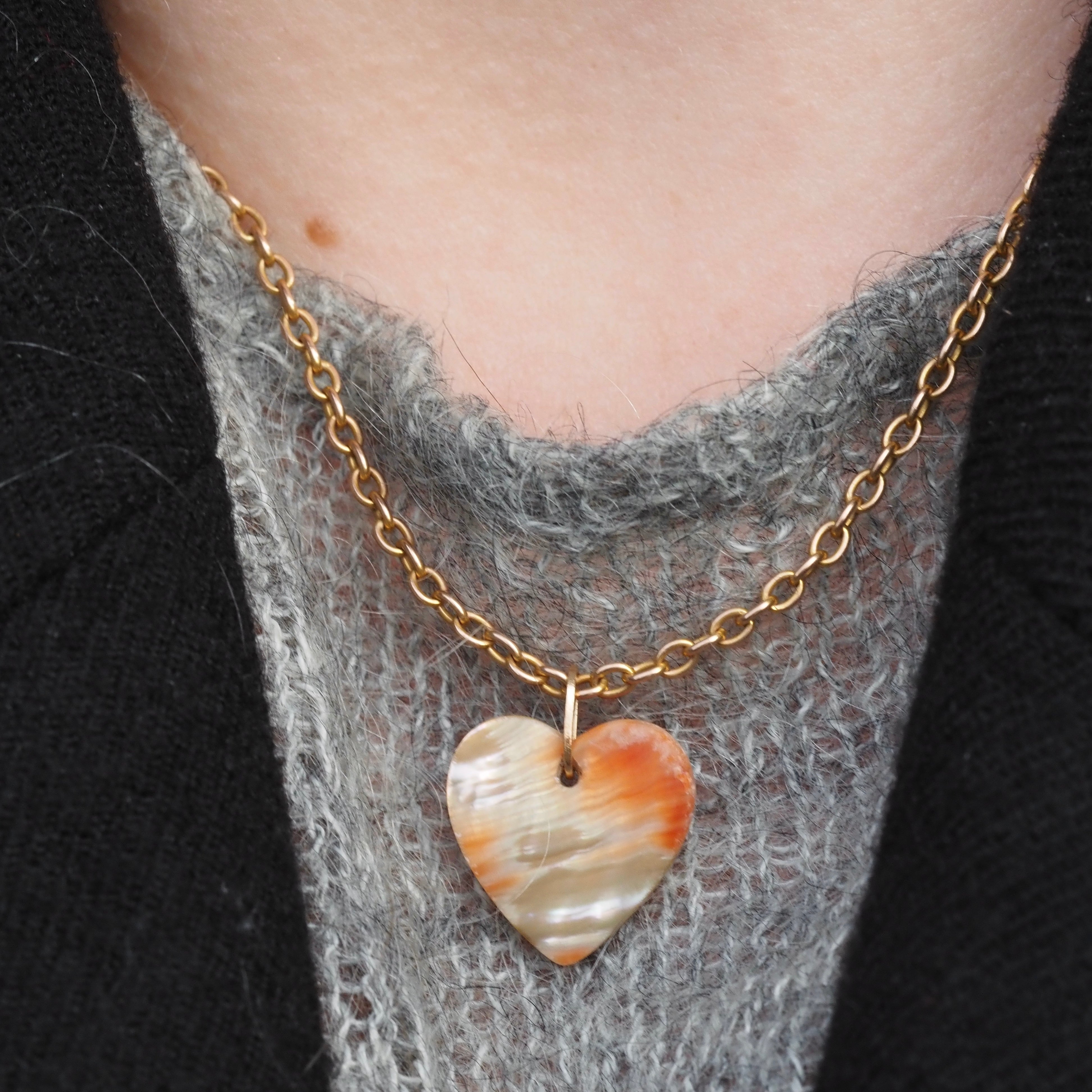 Mother Of Pearl Heart 14k Gold Pendant