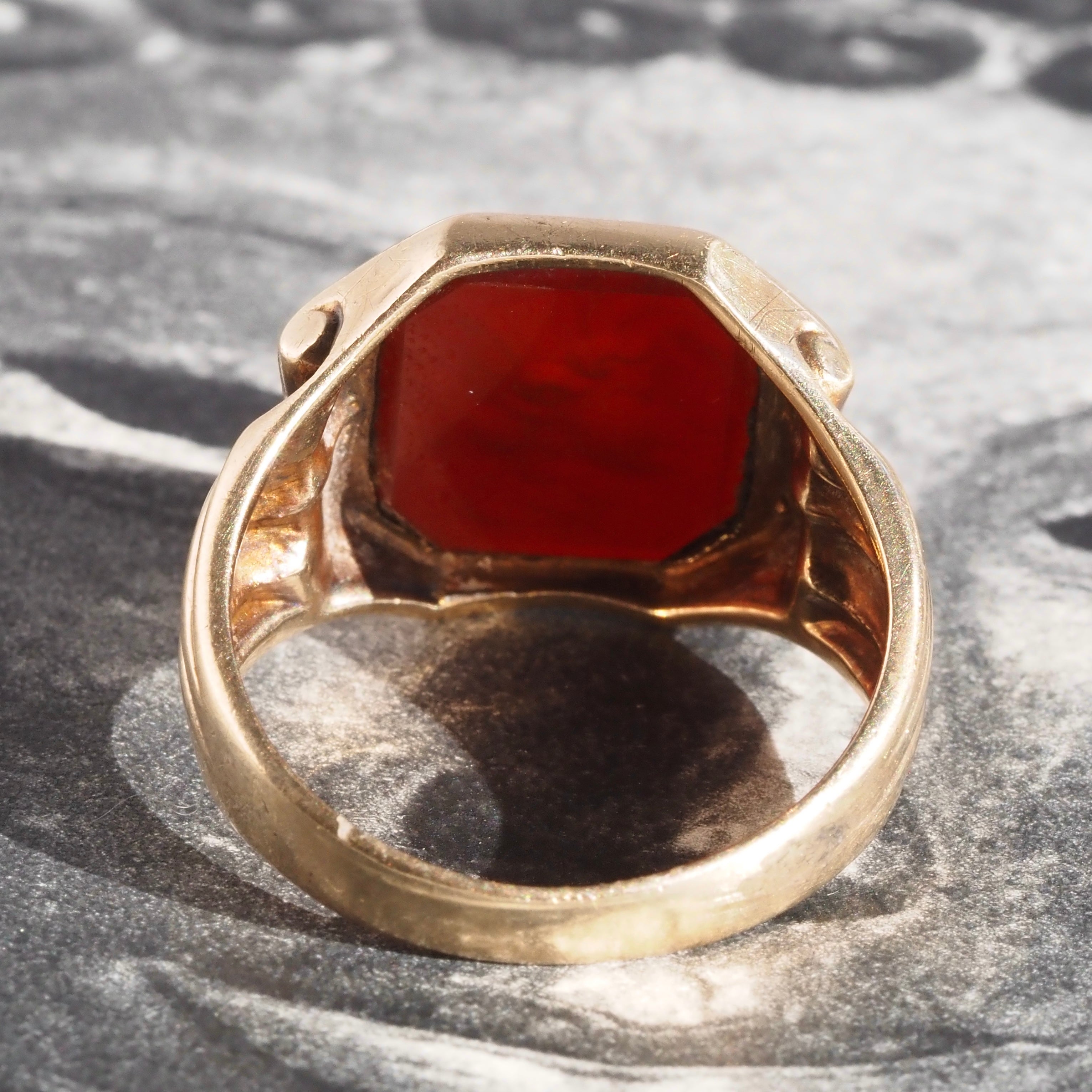 Antique Carnelian Intaglio Goddess 9k Gold Signet Ring