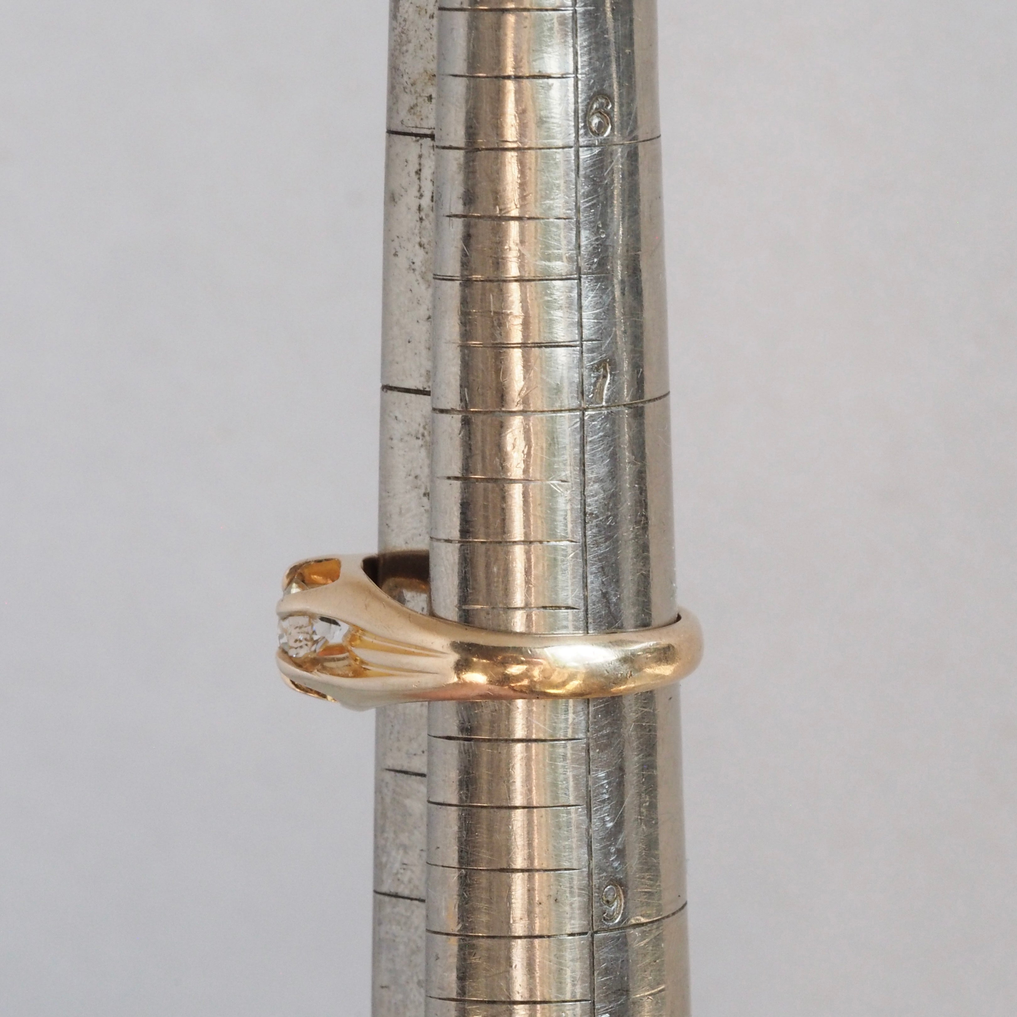 Antique 14k Gold Transitional Diamond Belcher Set Ring