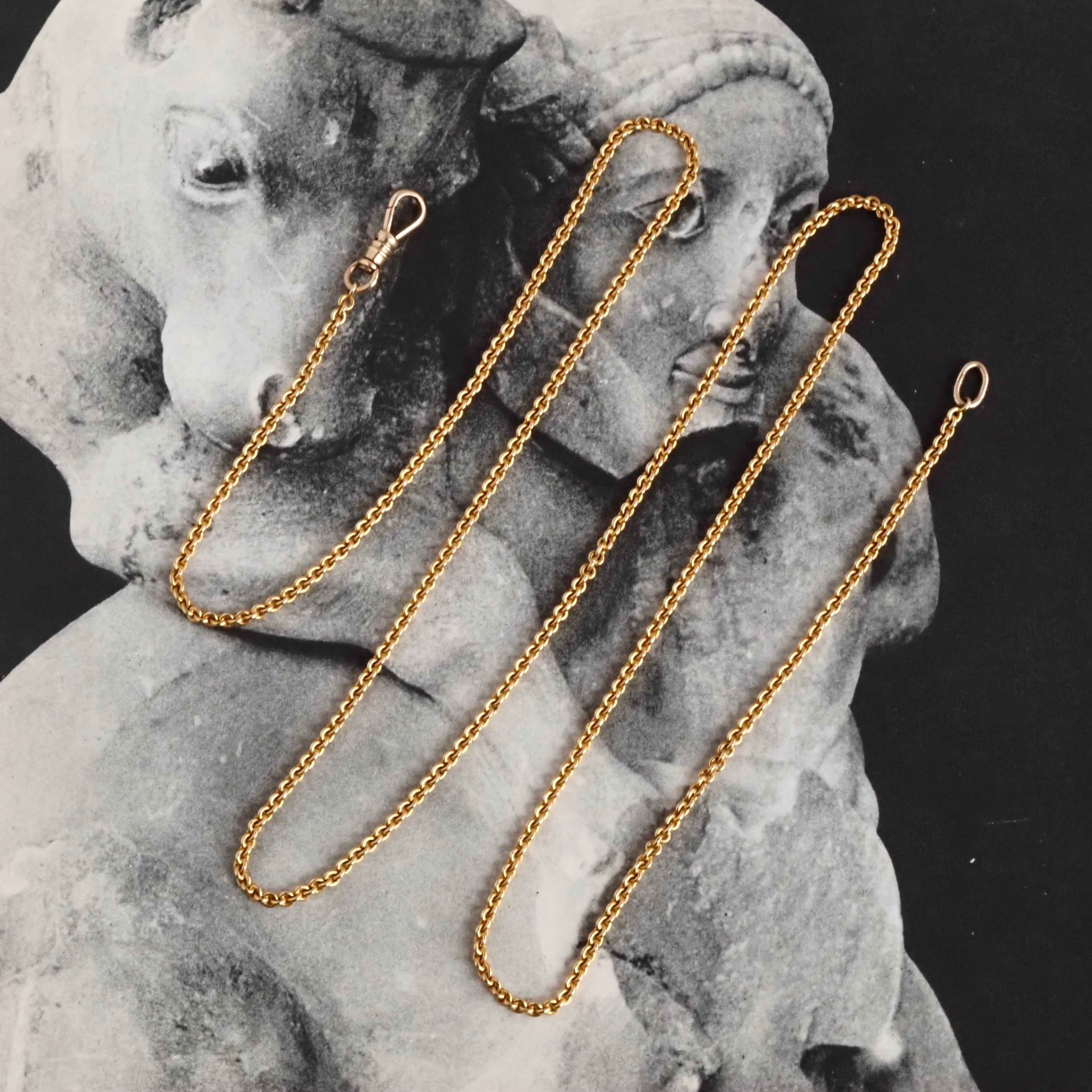 Vintage 18k Gold Cable Chain Necklace with 14k Gold Dog Clip
