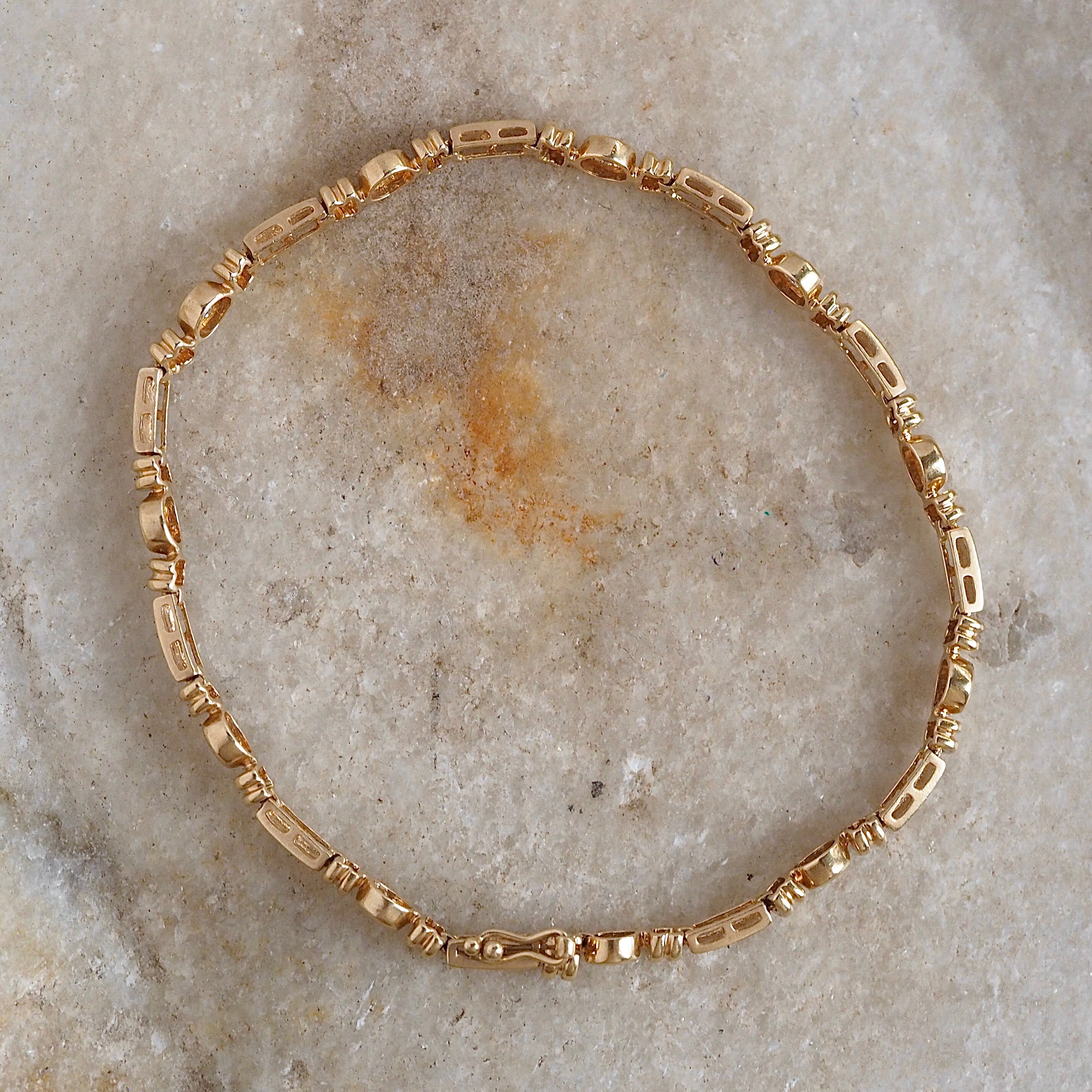 Vintage 14k Gold and Bezel Set Diamond Bracelet