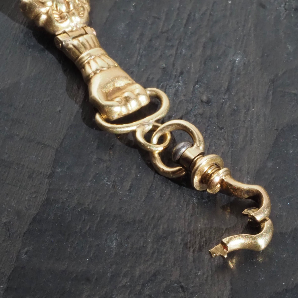 Antique c. 1837-1847 French 18k Gold Chain with Hand Swivel Clip and Slider Necklace