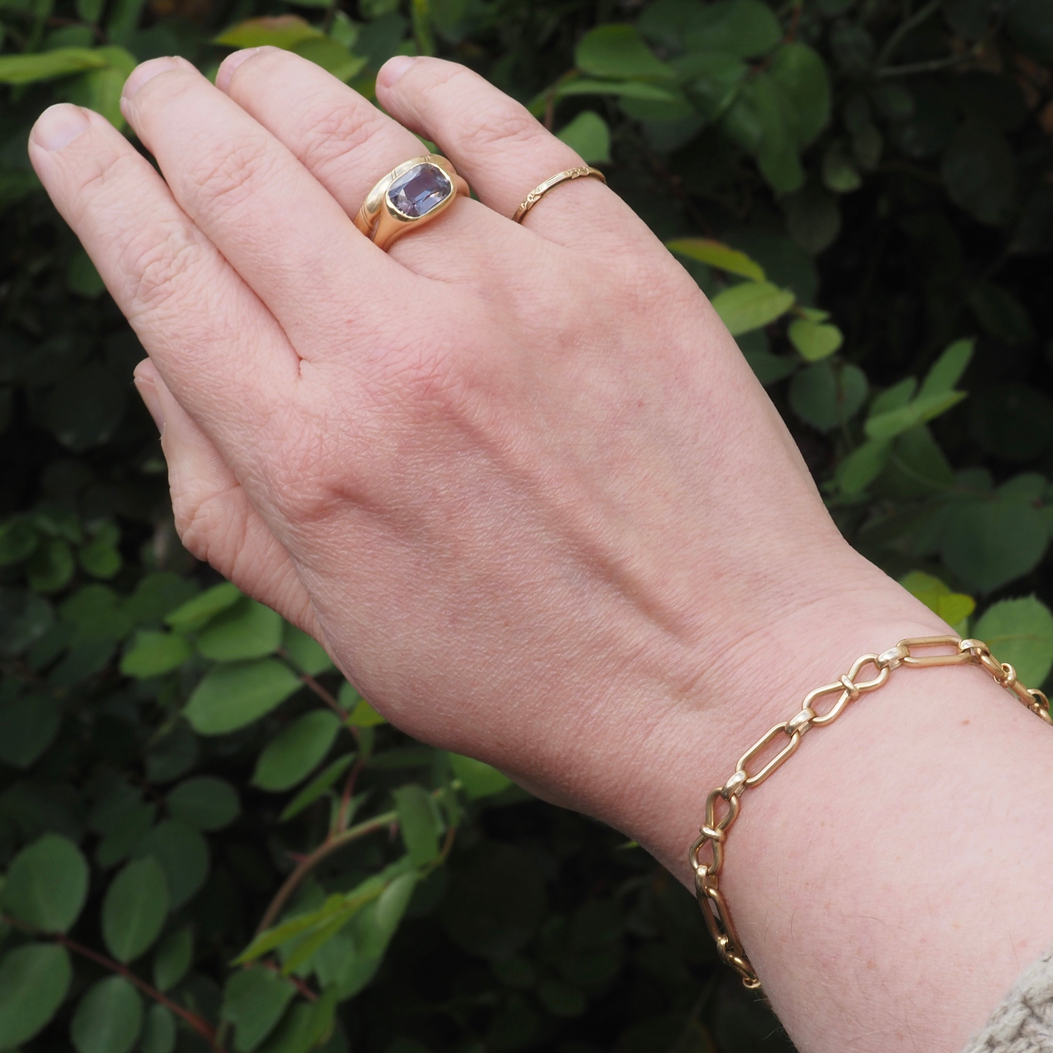 Vintage 14k Gold Bow and Trombone Link Bracelet