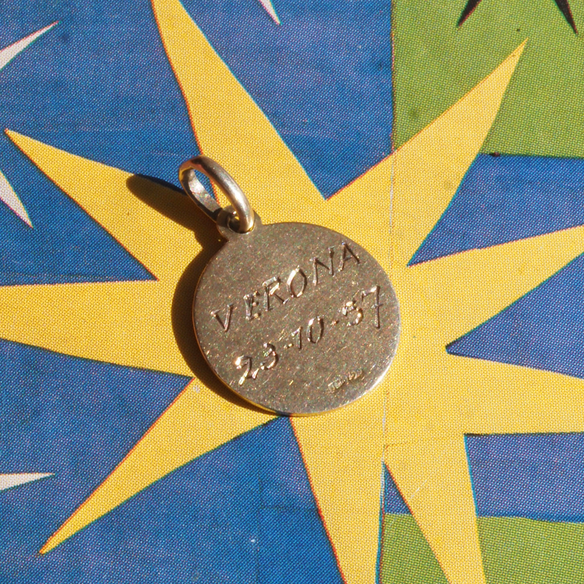 Mid-Century Italian Libra 18k Gold Starry Enamel Zodiac Pendant