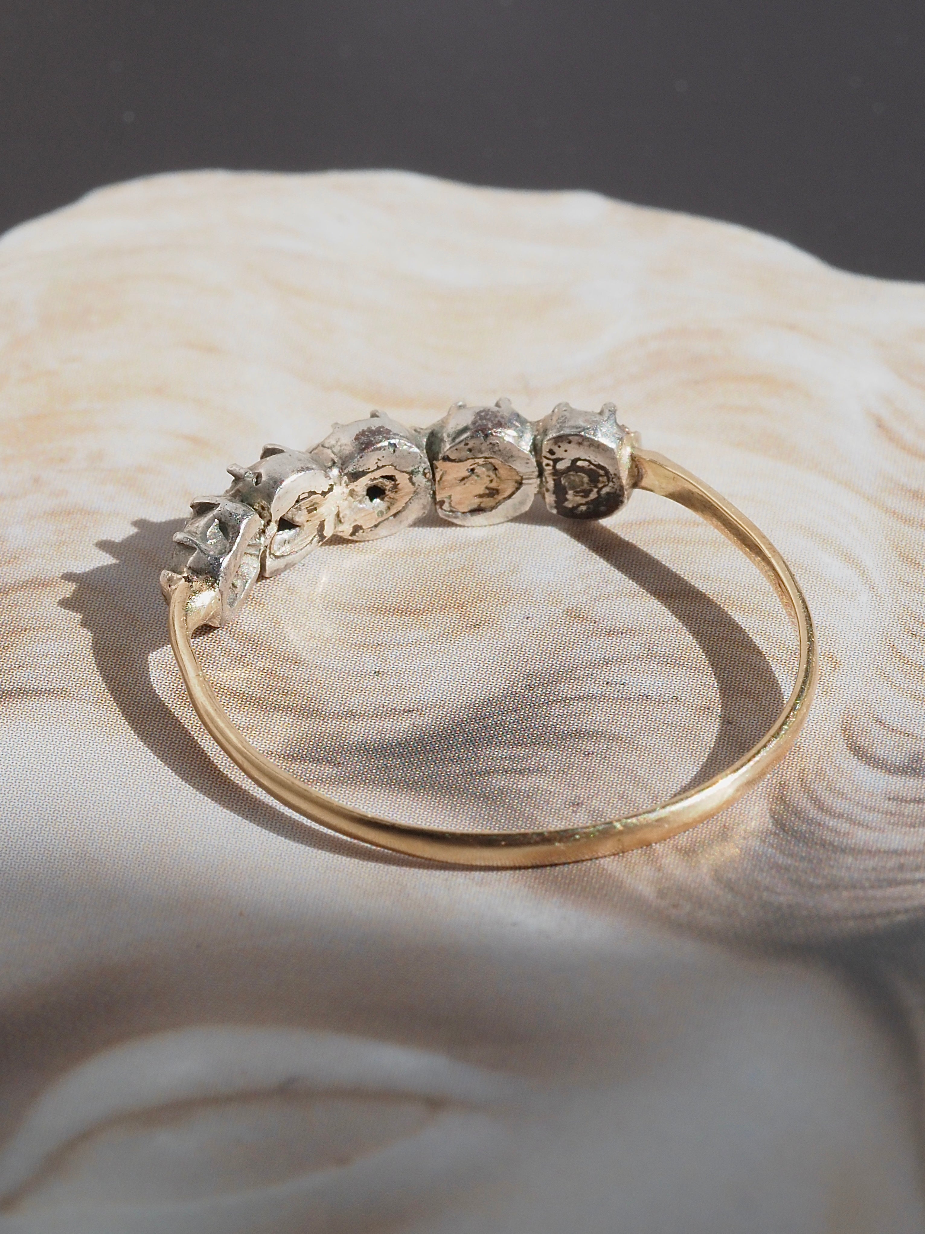 Antique Georgian 14k Gold and Sterling Silver Rose Cut Diamond Ring