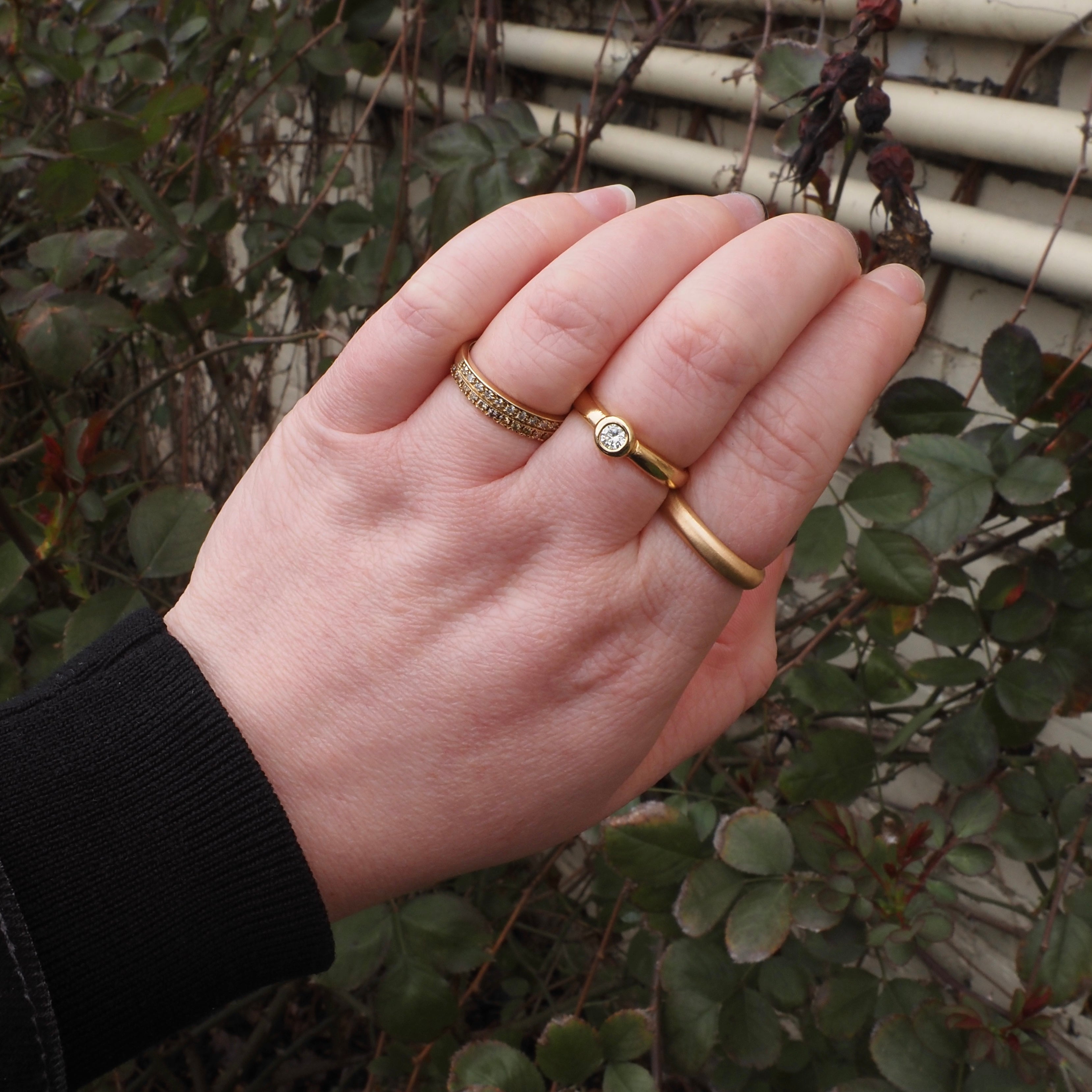 Vintage Round Brilliant Cut Diamond 14k Gold Bezel Set Solitaire Engagement Ring