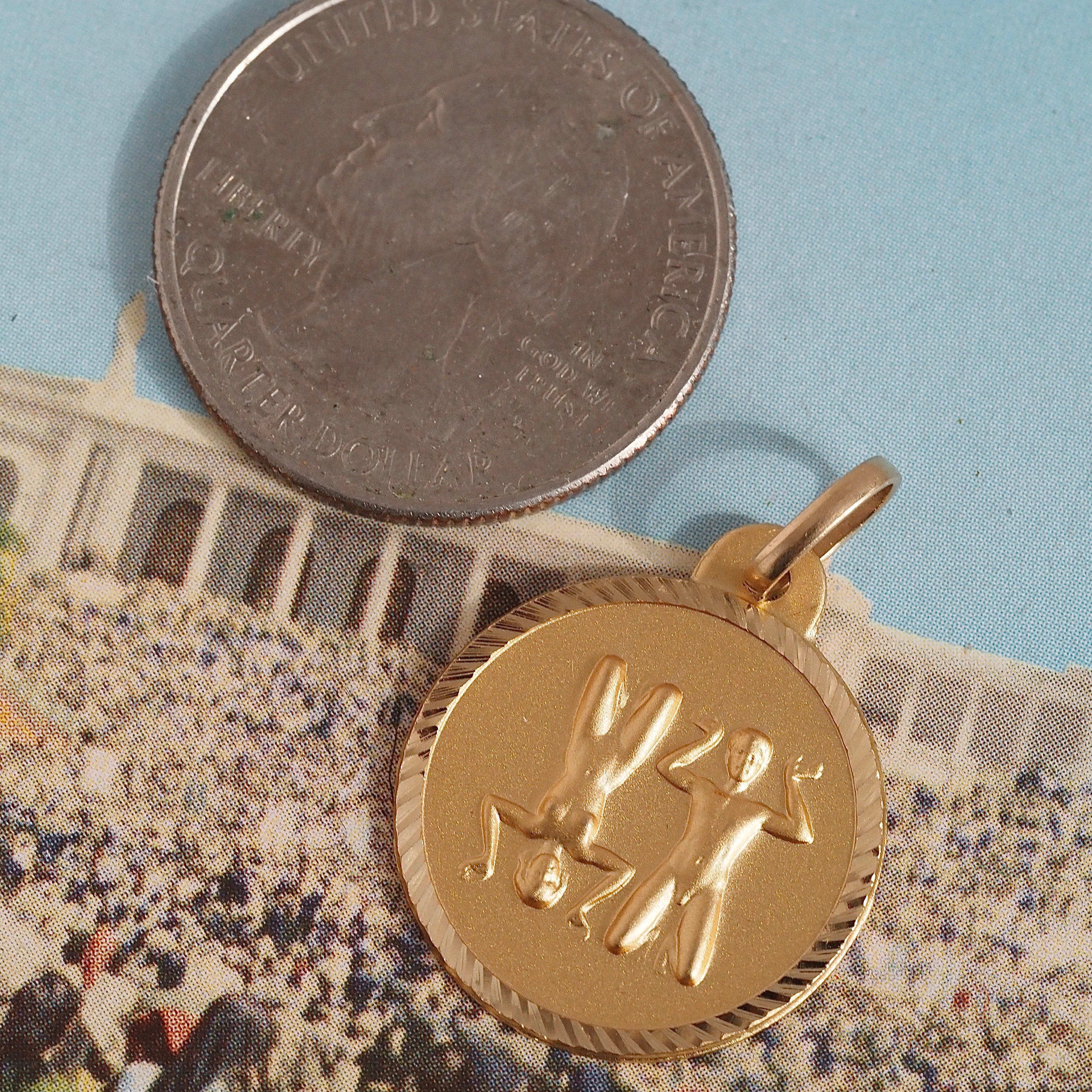 Vintage Gemini 14k Gold Charm Pendant