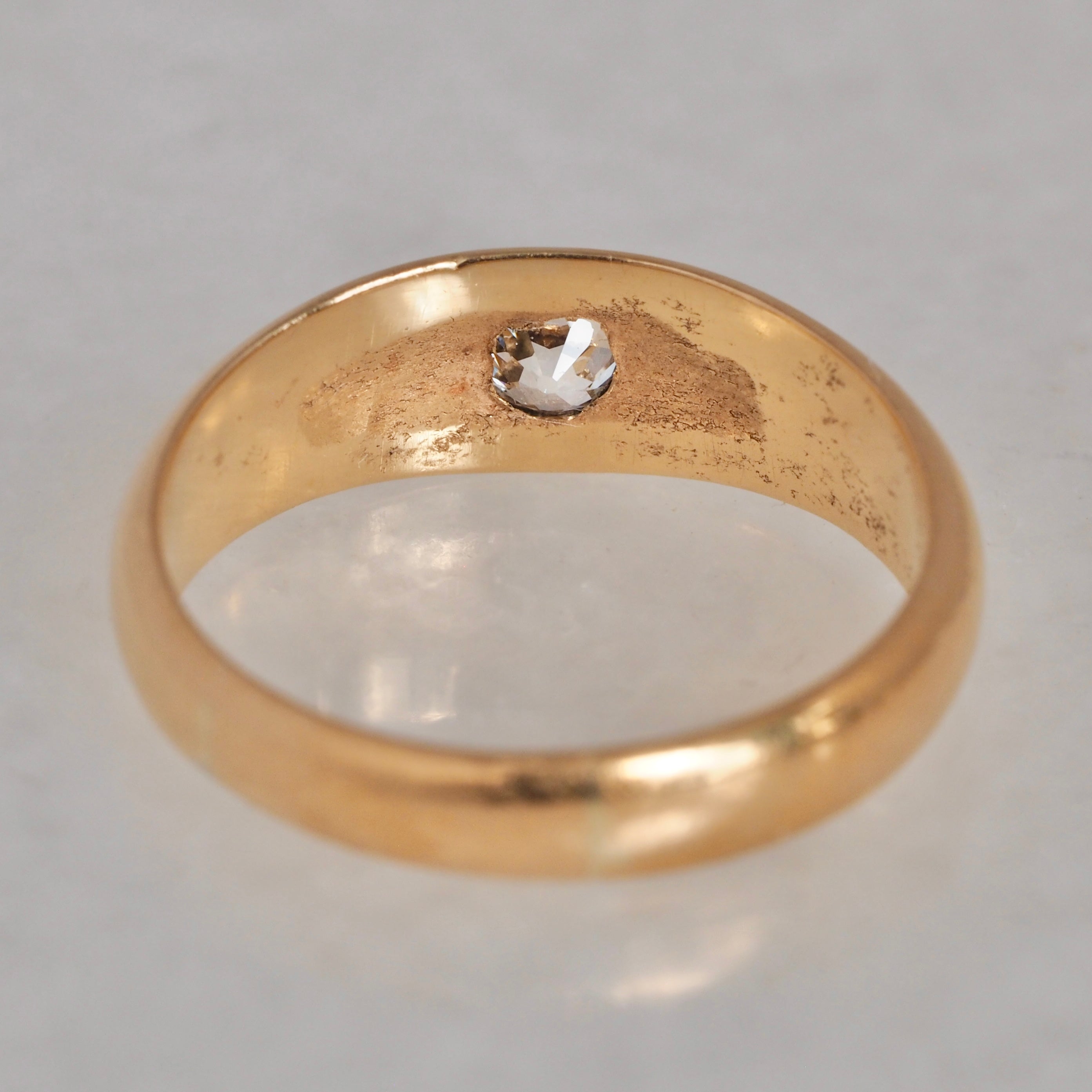 Antique English 18k Gold Old Mine Cut Diamond Ring