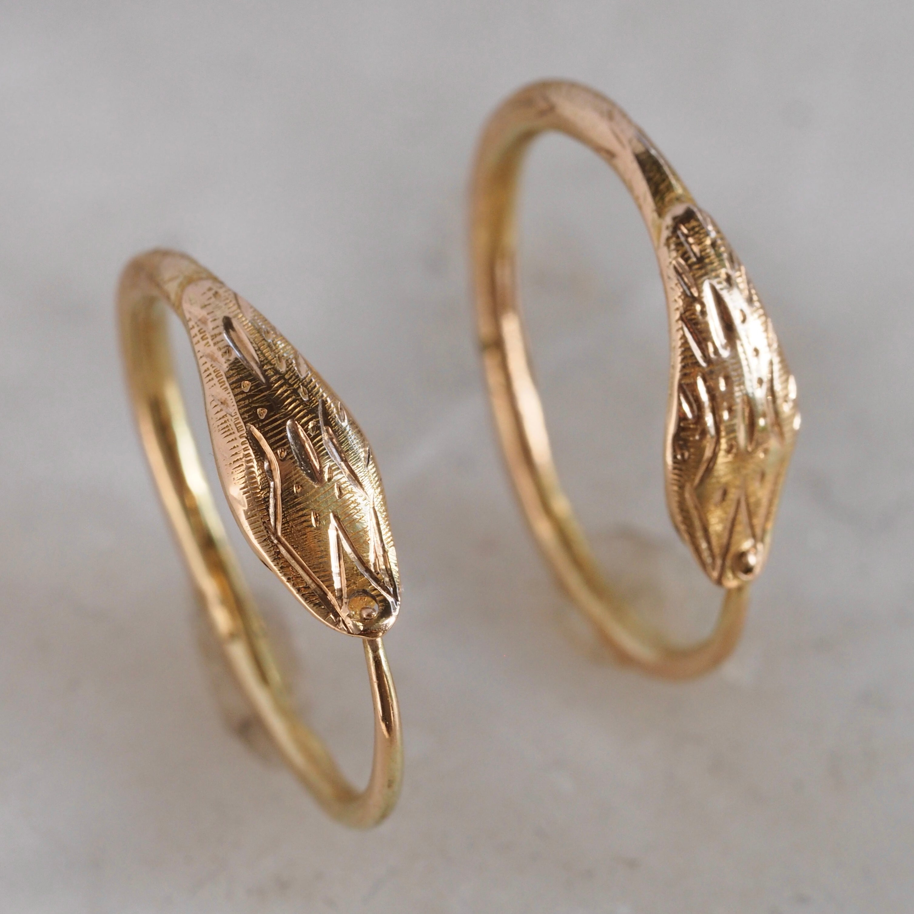 Vintage 14k Gold Ouroboros Hoops