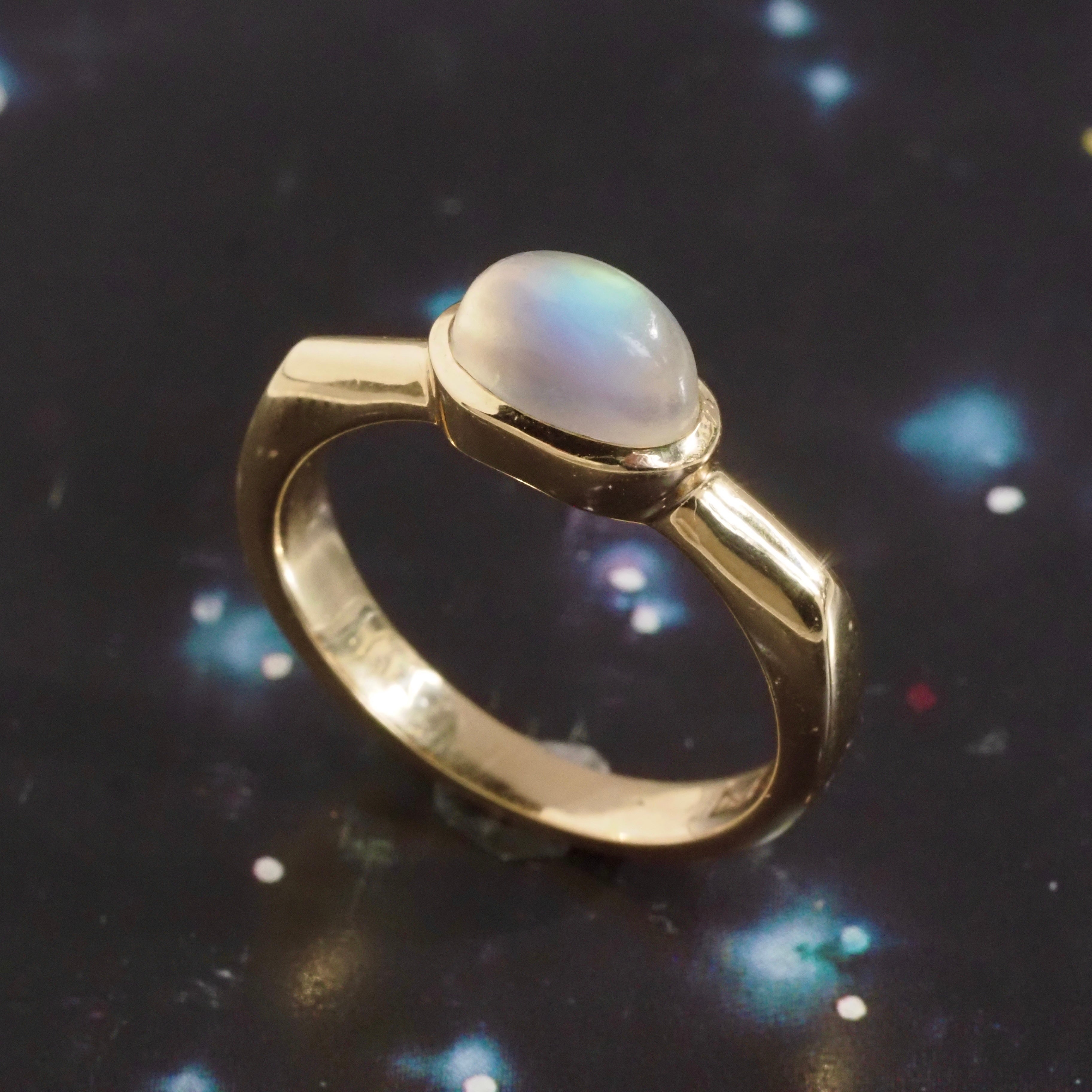 Modernist Moonstone 14k Gold Ring