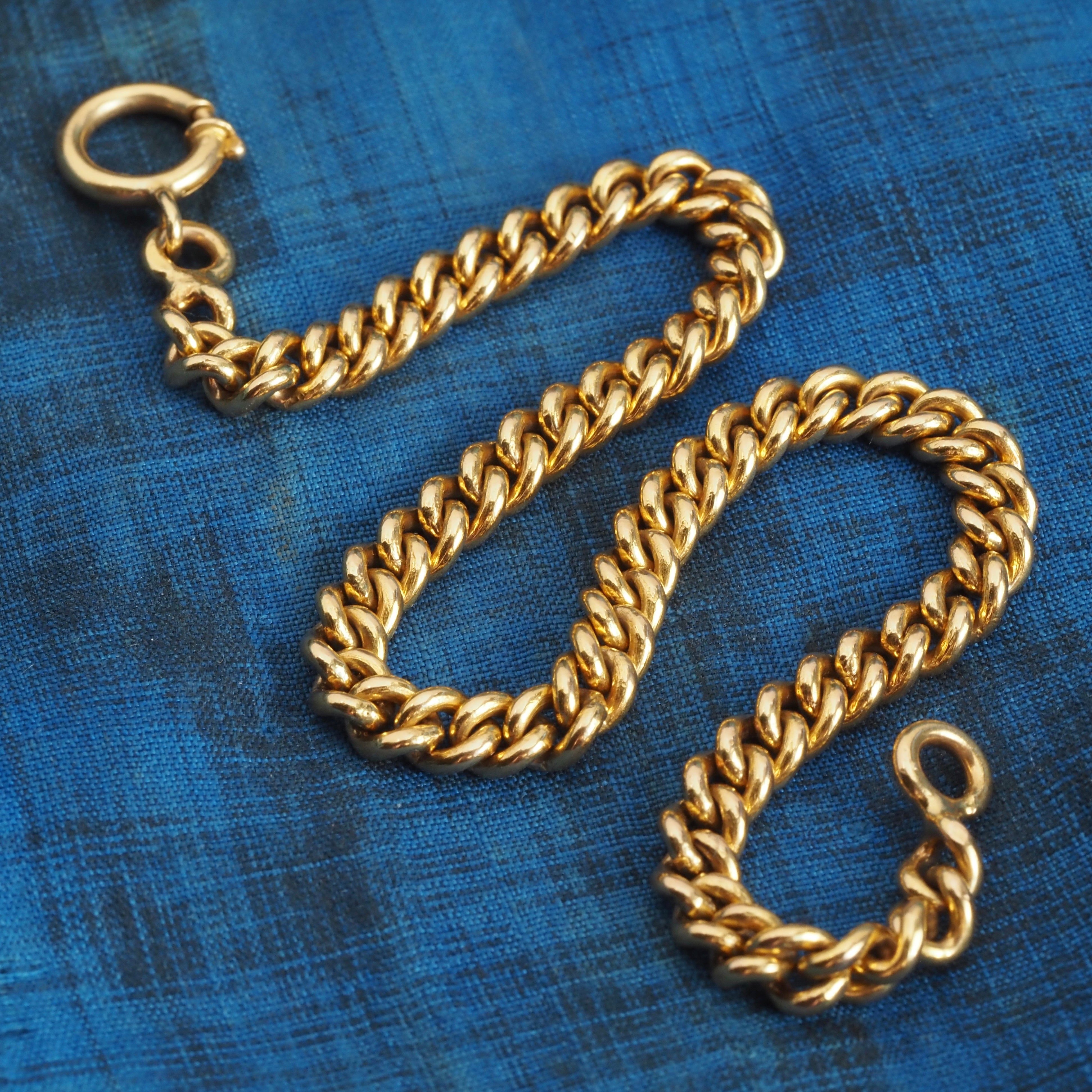 Vintage Portuguese Solid Curb Chain 19k Gold Bracelet