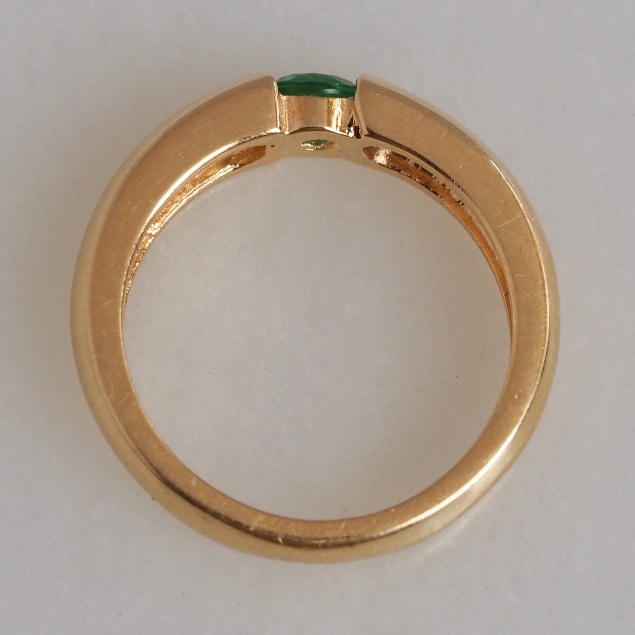 Modernist 18k Gold Emerald Ring