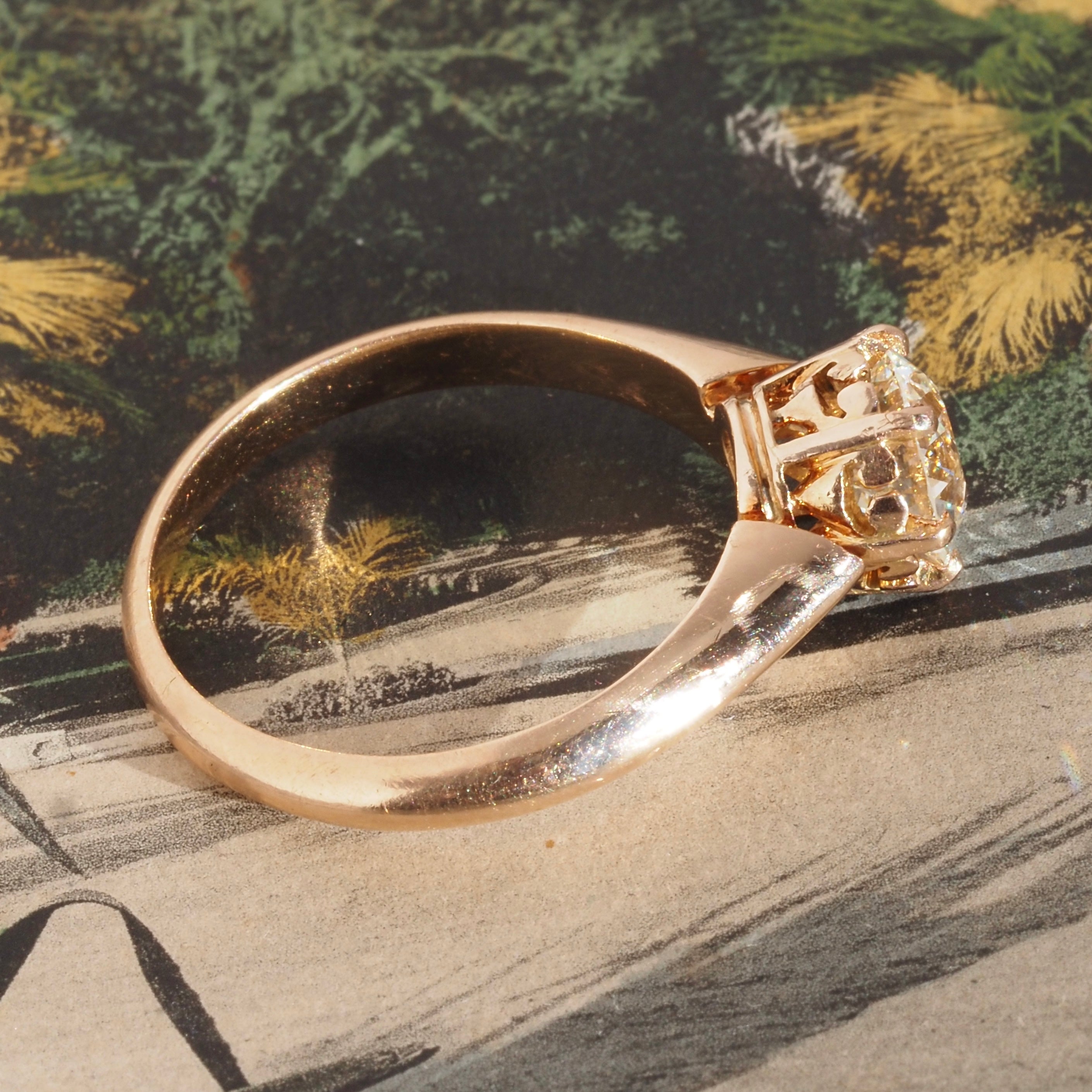 Antique Victorian Old European Cut Diamond 18k Gold Solitaire Engagement Ring