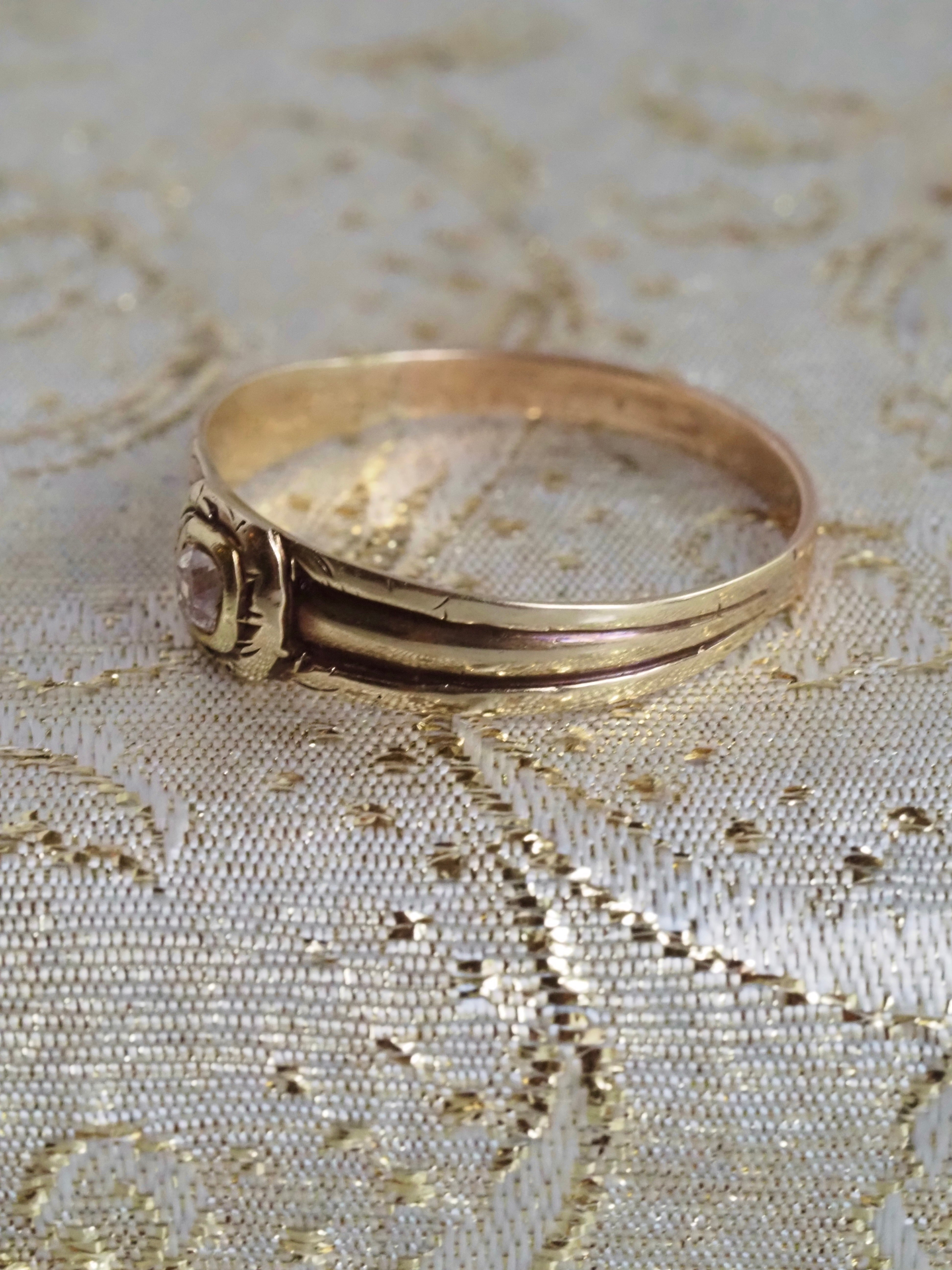 Antique 14k Gold Late 1700s Pink Peruzzi Diamond Ring