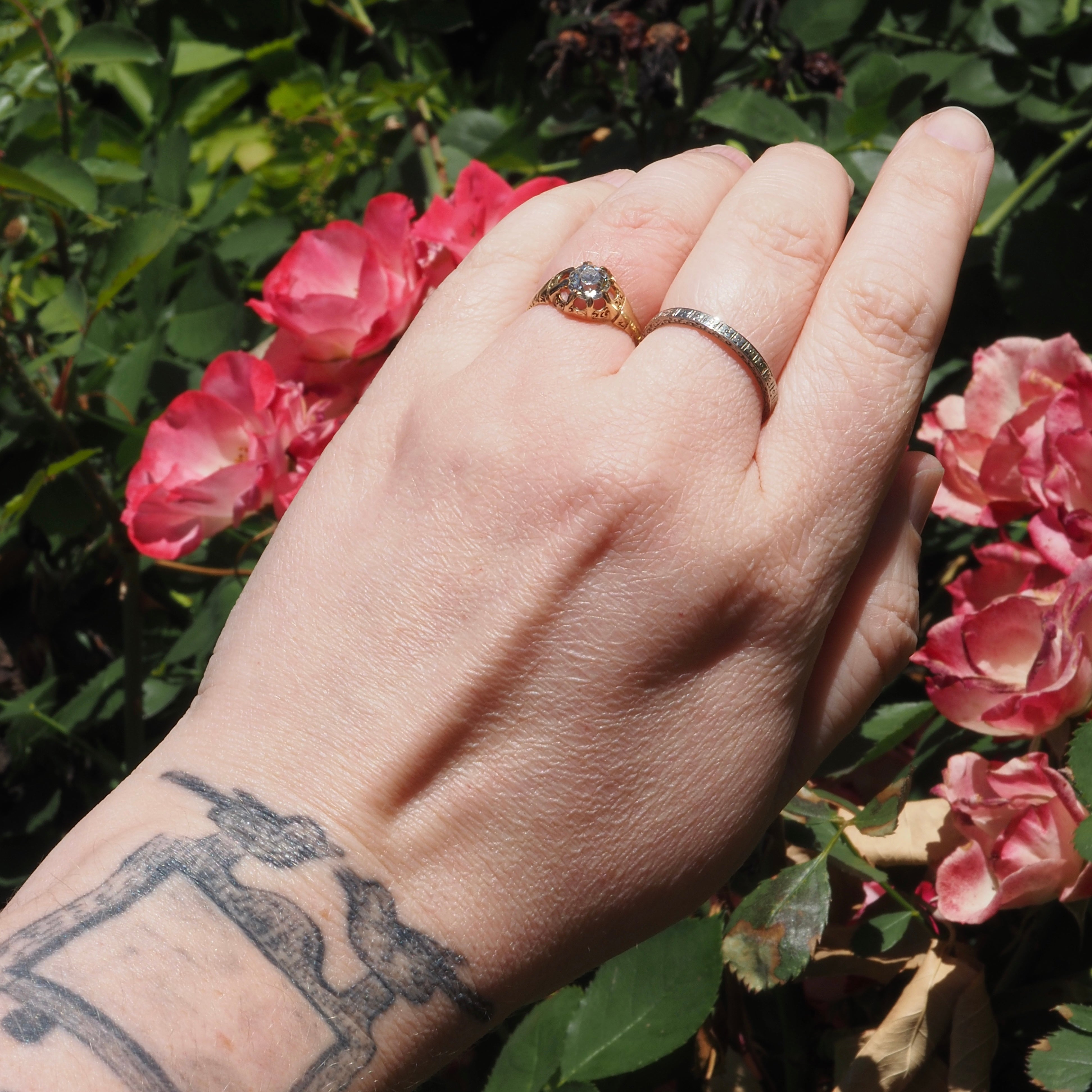 Antique Victorian Old European Cut Diamond Belcher 18k Gold Engagement Ring