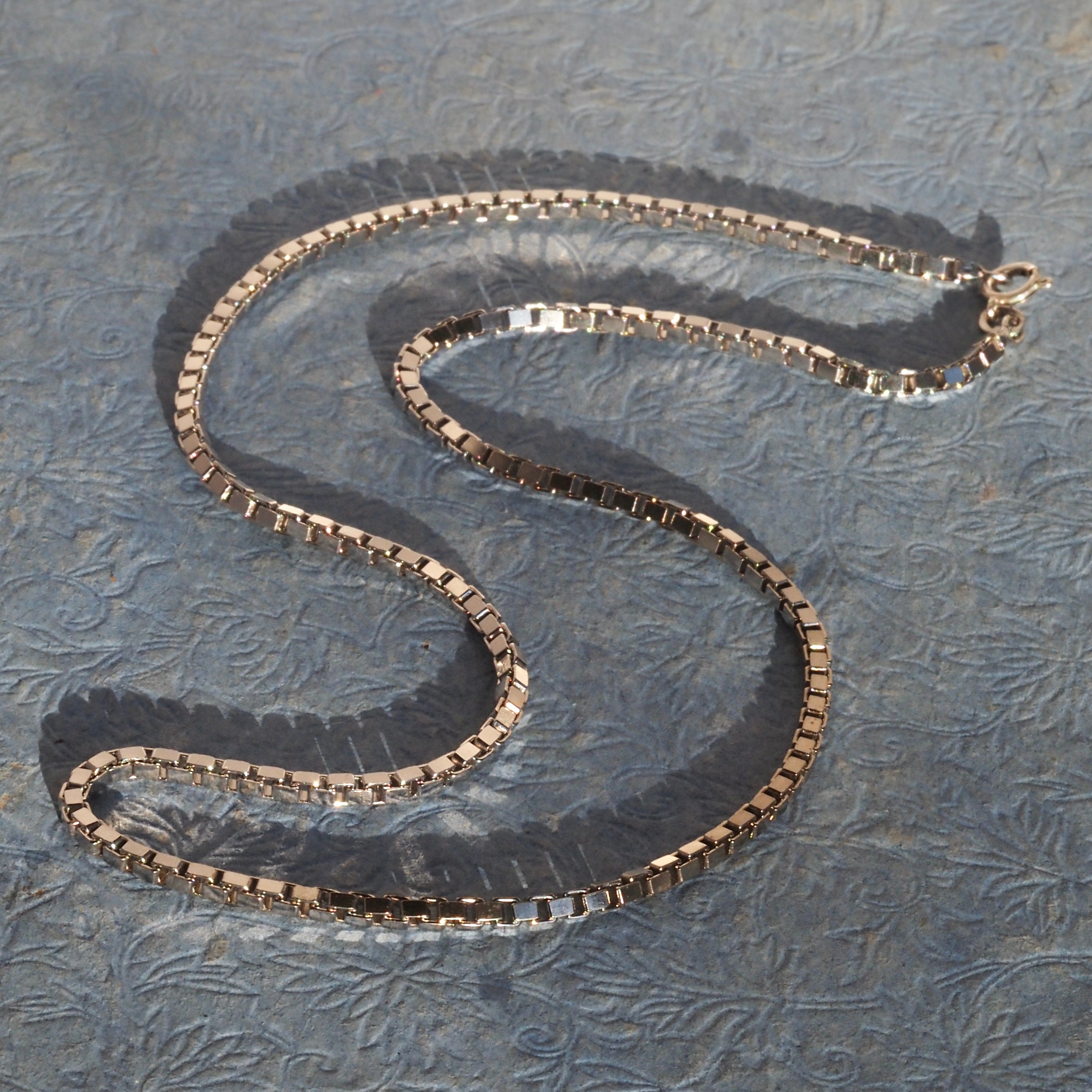 Vintage Italian Sterling Silver Box Link Chain Necklace