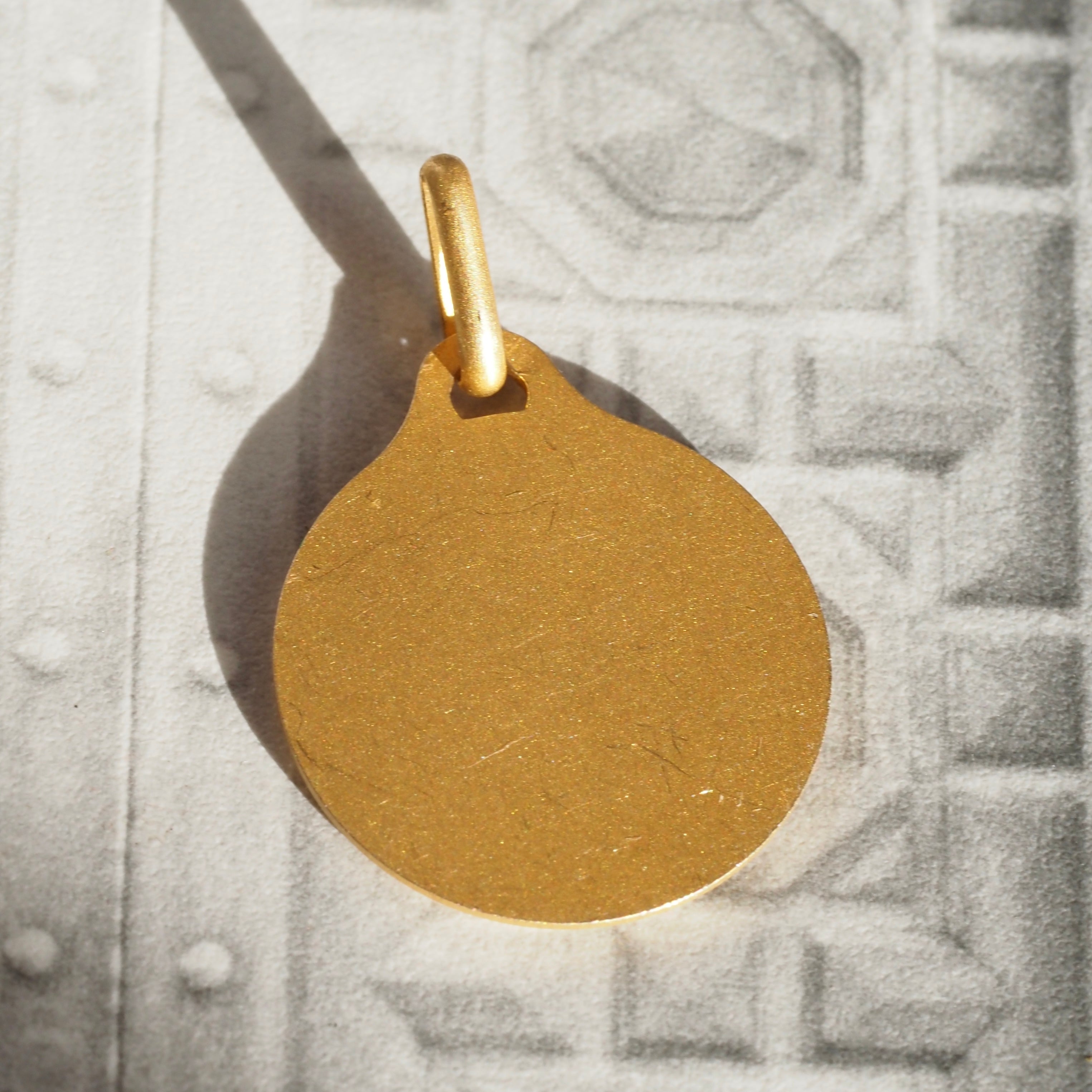 Vintage French 18k Gold Augis "More Today Than Yesterday, Less Than Tomorrow" Pendant