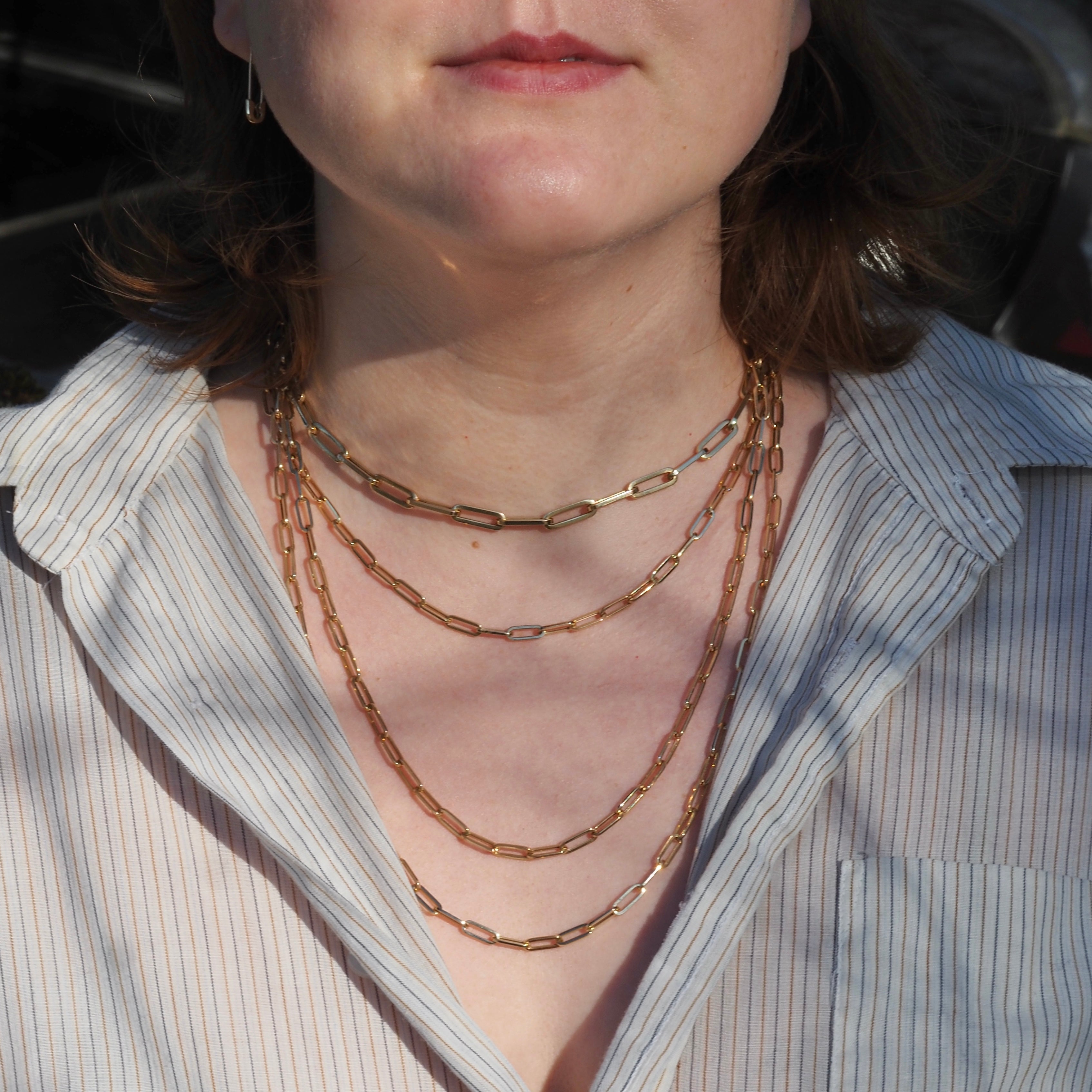 Italian 18" 14k Gold Paperclip Chain Necklace