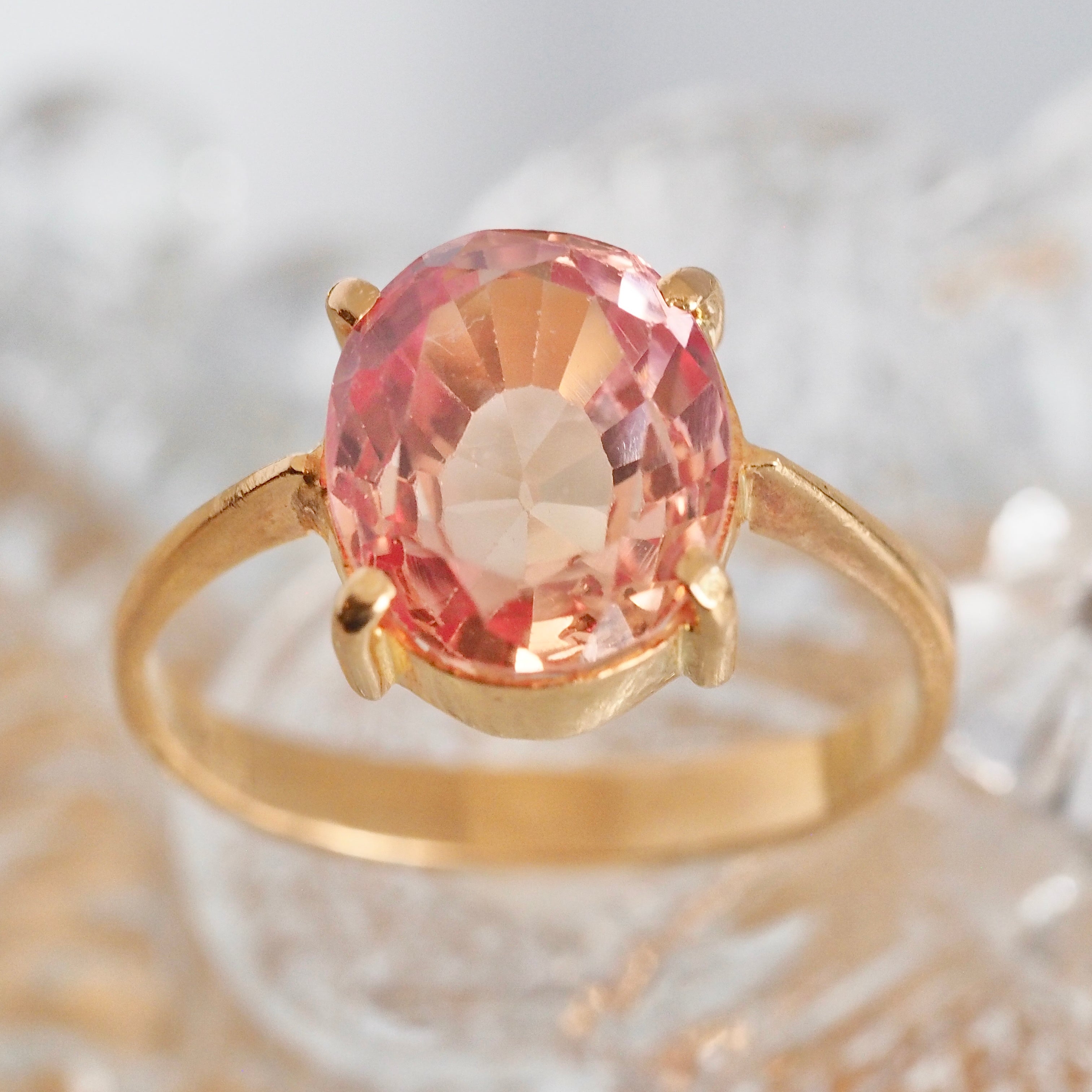 Vintage 22k Gold Padparadscha Sapphire Ring