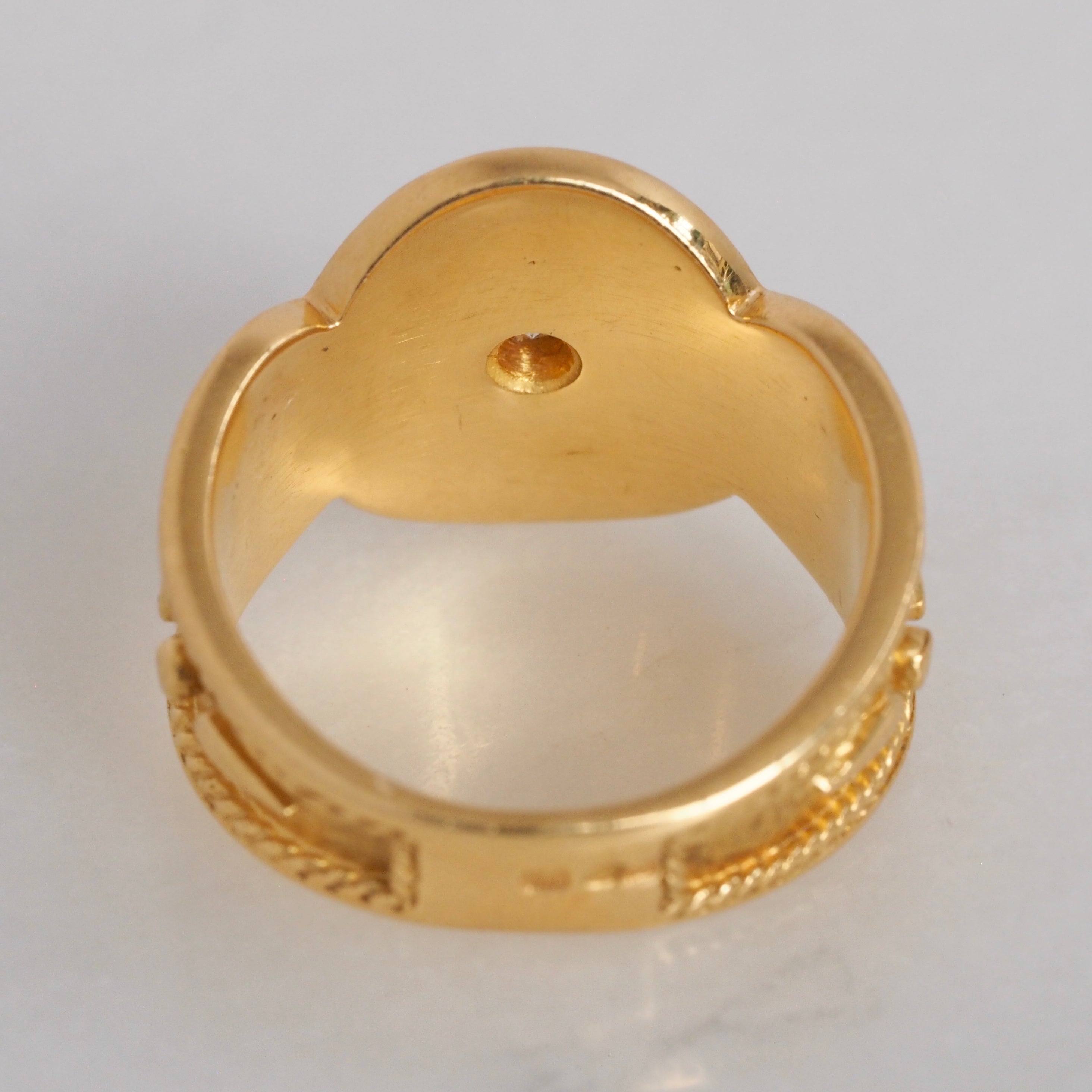Vintage Portuguese 19k Gold and Bezel Set Diamond Ornate Ring