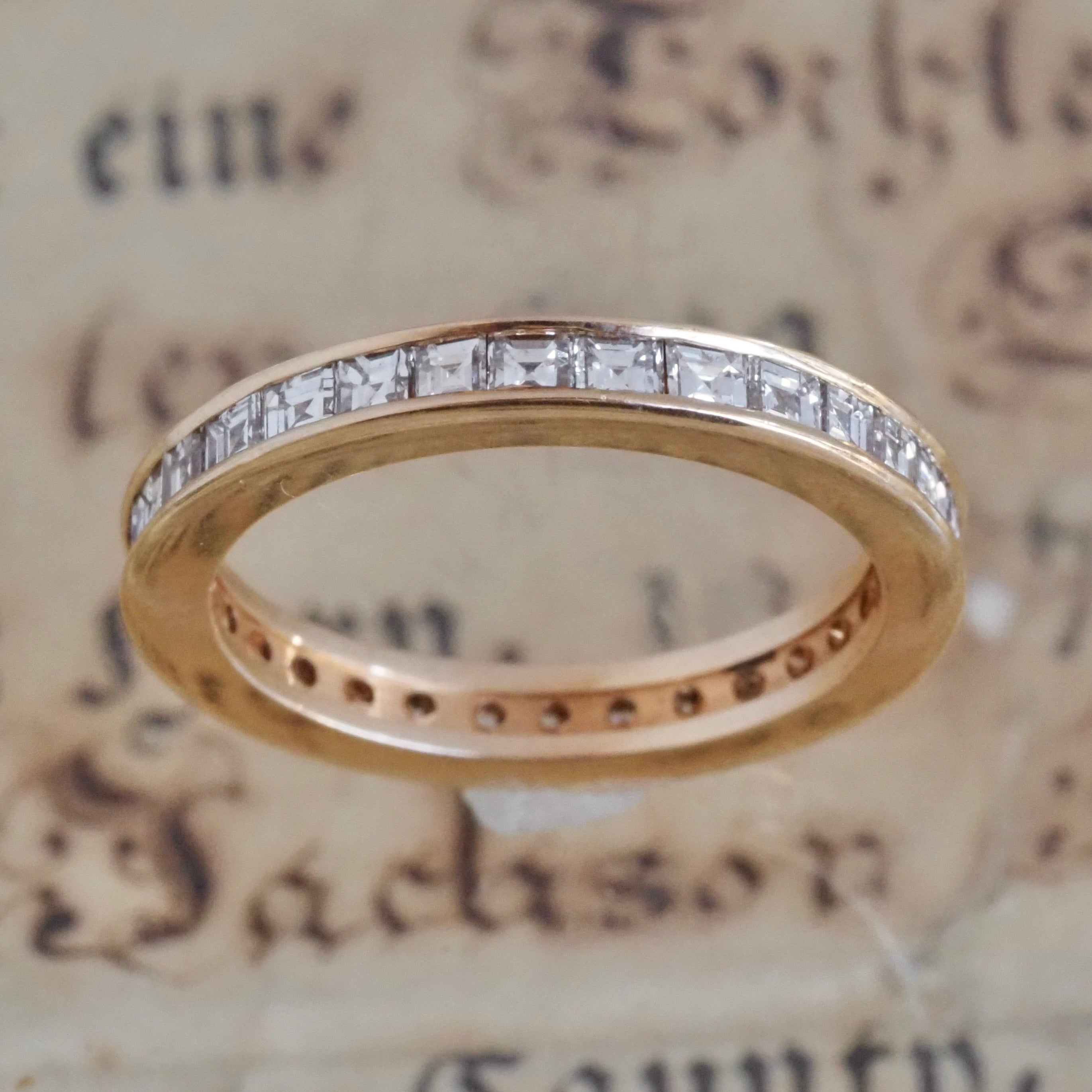 Step Cut Diamond Eternity 14k Gold Ring