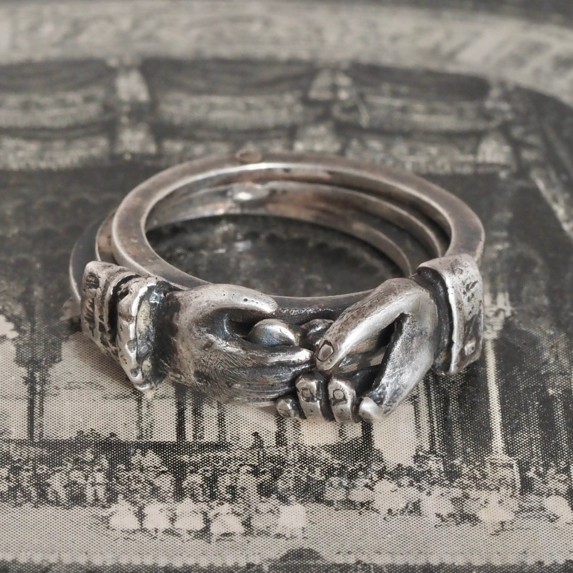 Antique Sterling Silver Fede Ring