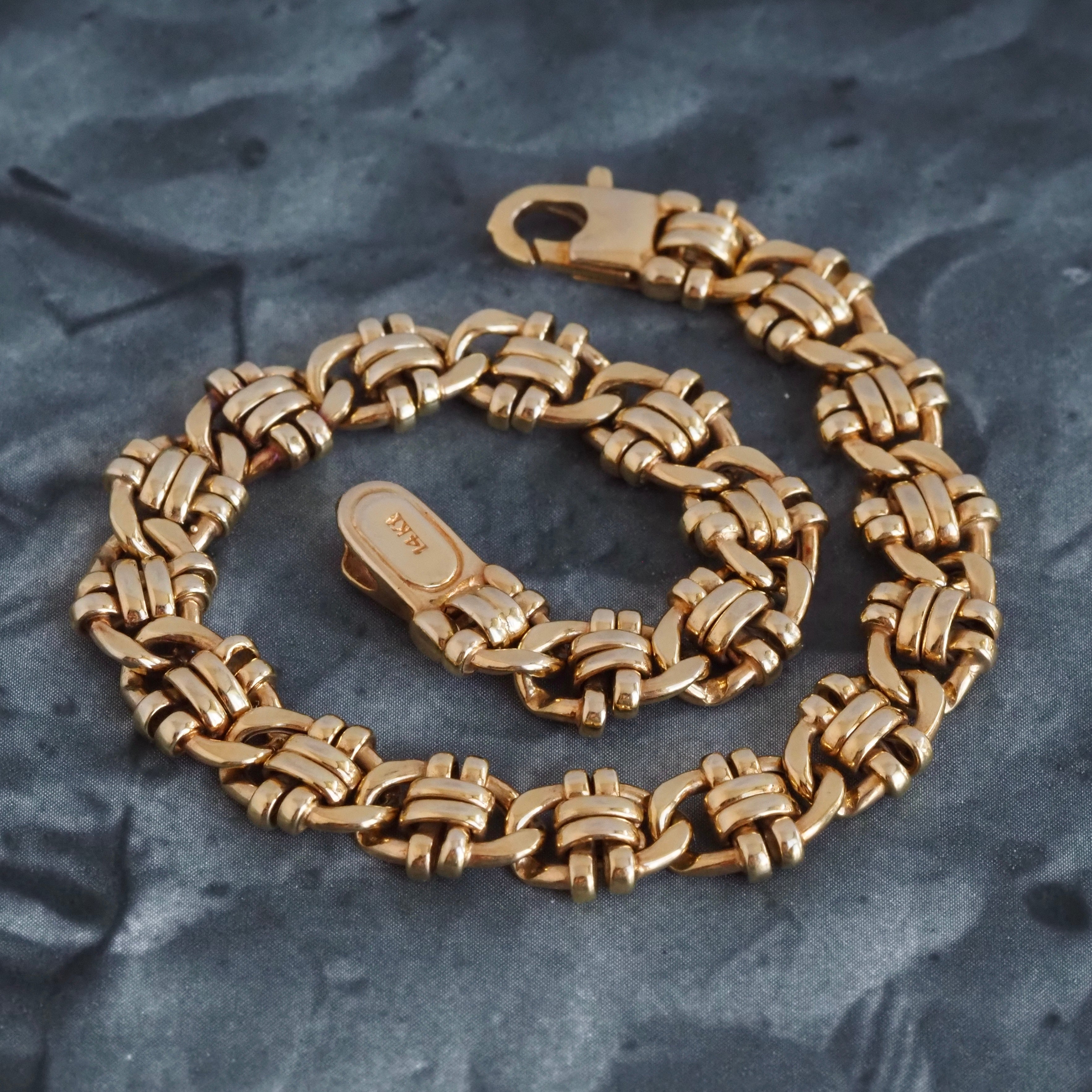 Vintage Italian Split Mariner Chain Link 14k Gold Bracelet