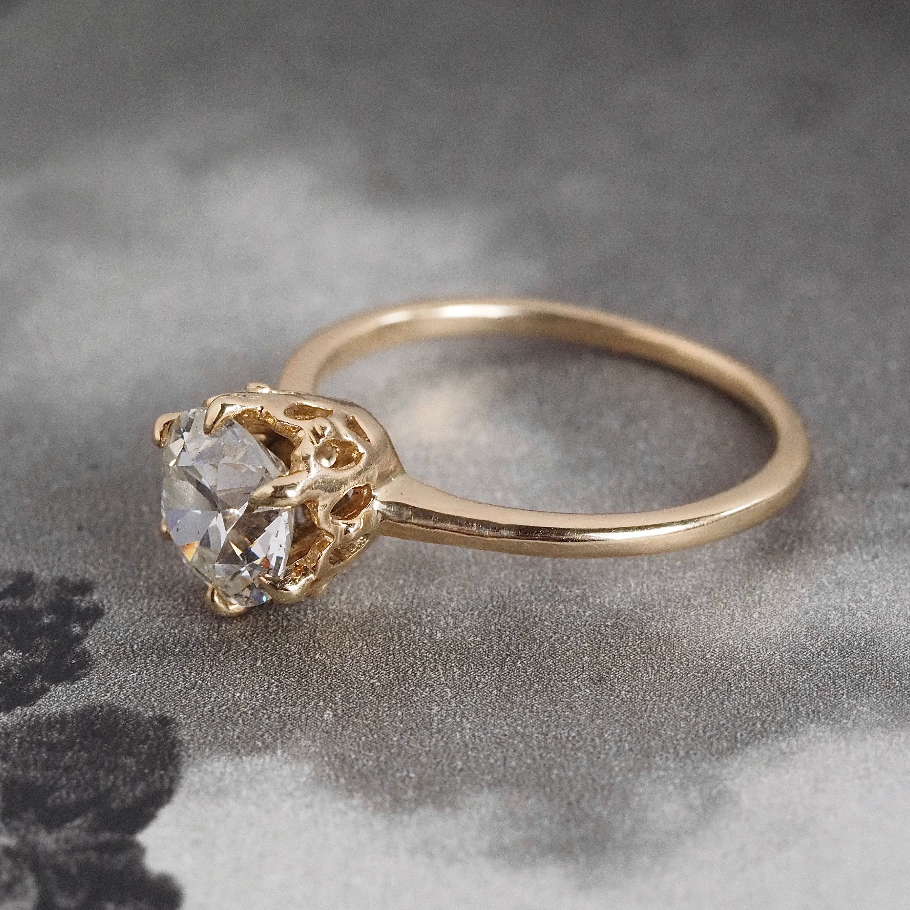 Victorian Style 1.45ct Old European Cut Diamond 14k Gold Engagement Ring