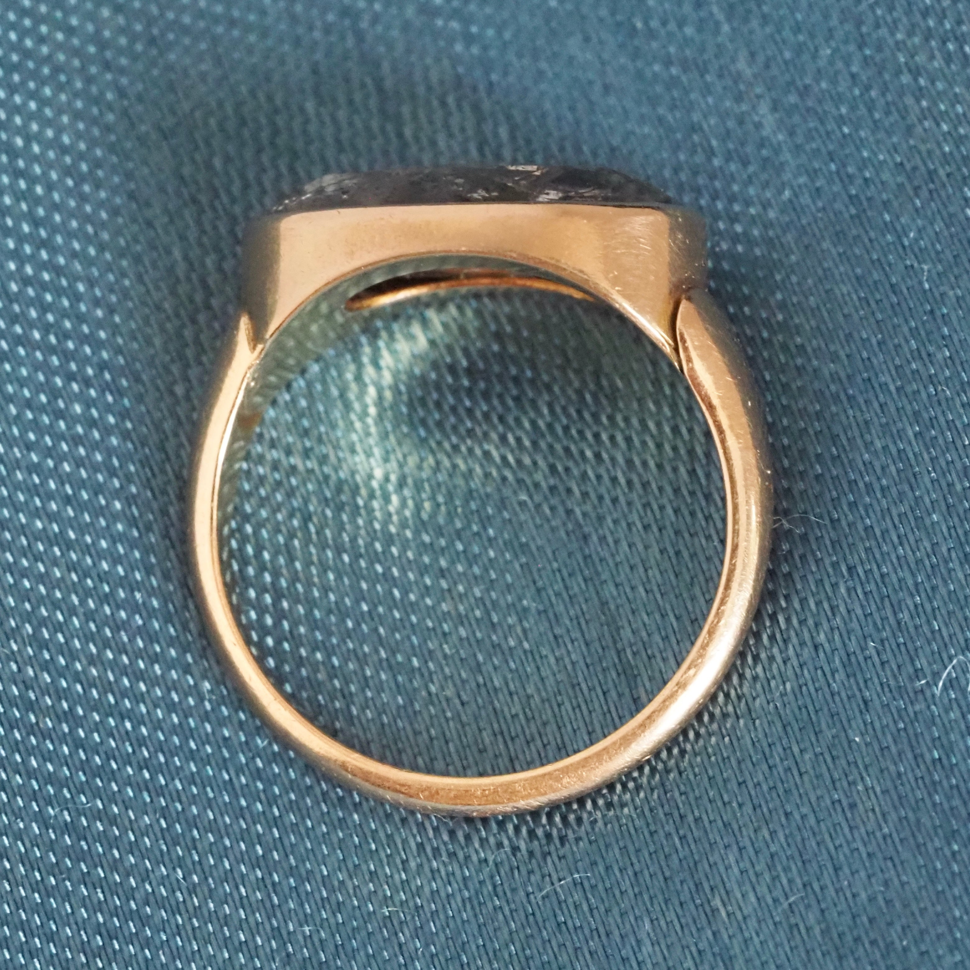 East West Salt and Pepper Rose Cut Diamond Solitaire 14k Gold Engagement Ring