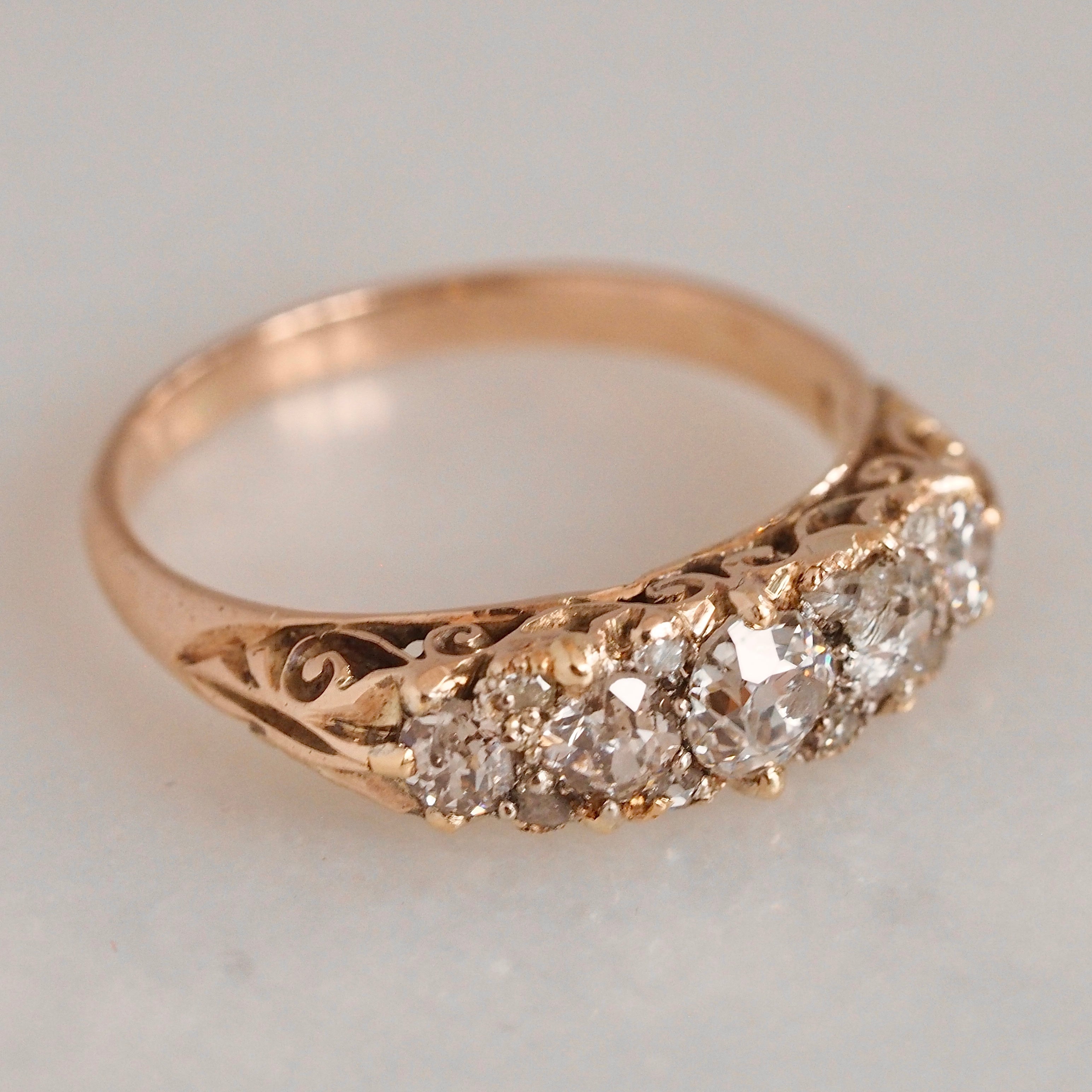 Antique Victorian 18k Gold Half Hoop Diamond Band
