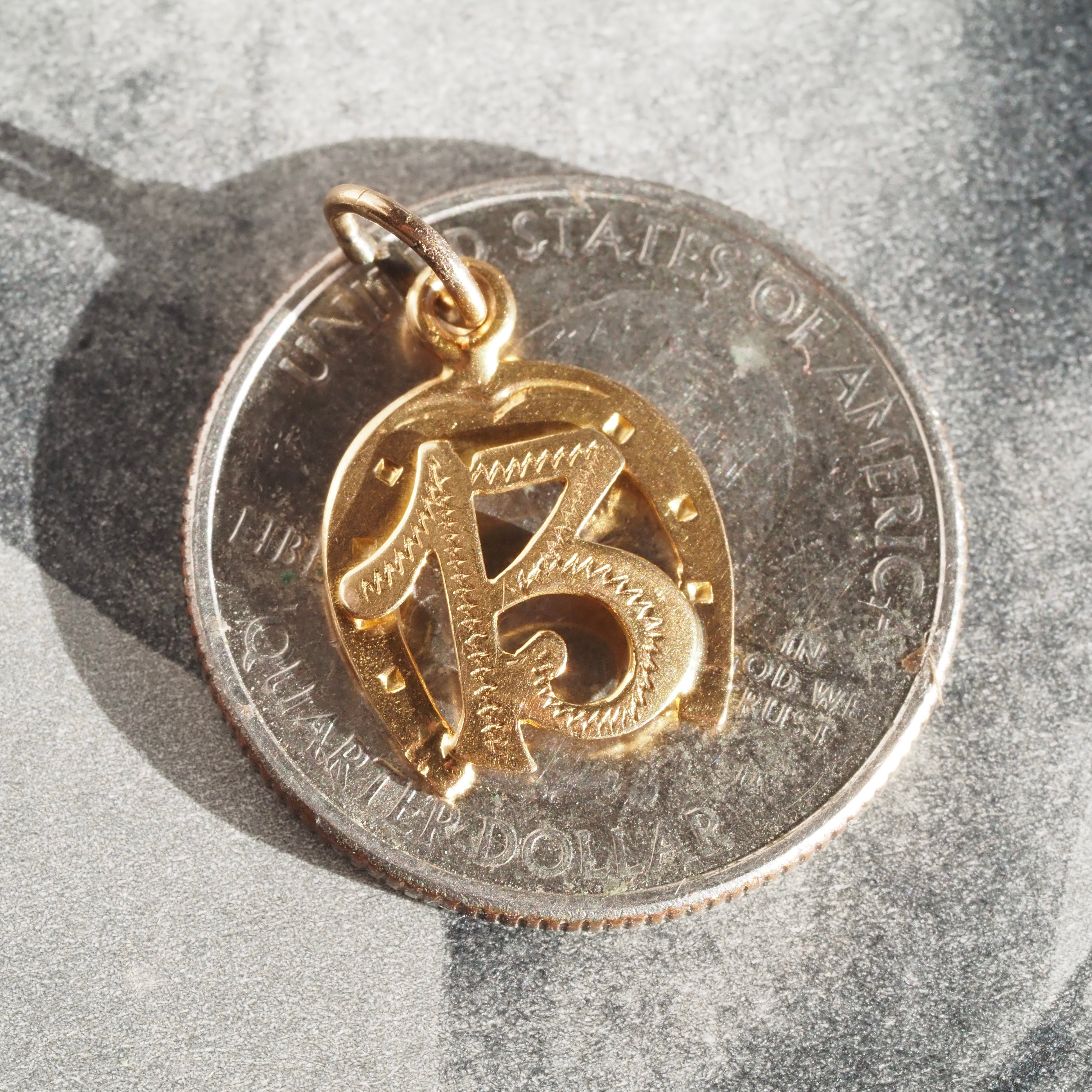 Victorian Lucky 13 Horseshoe 18k Gold Charm