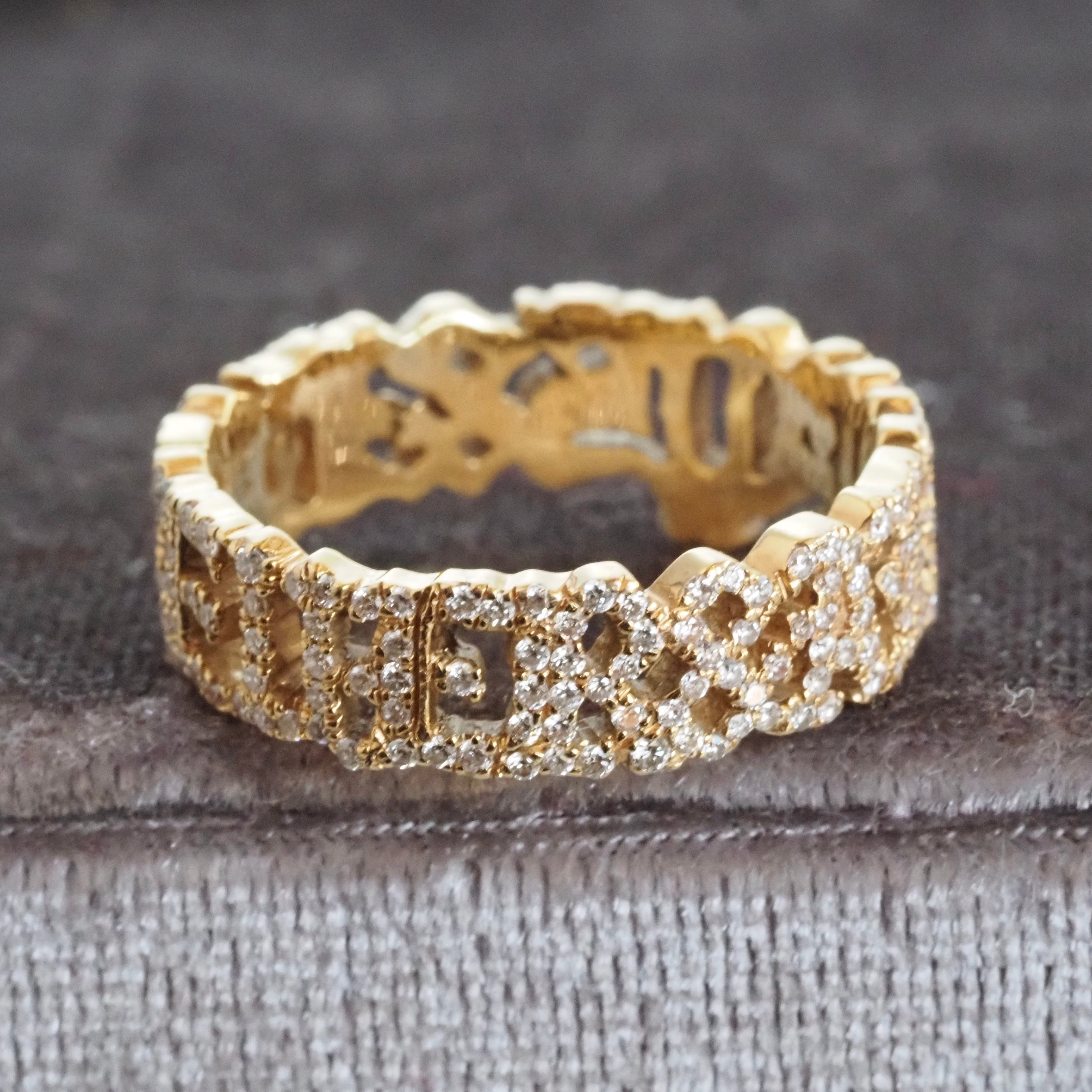 “Always & Forever” Diamond Pavé Script 18k Gold Eternity Band