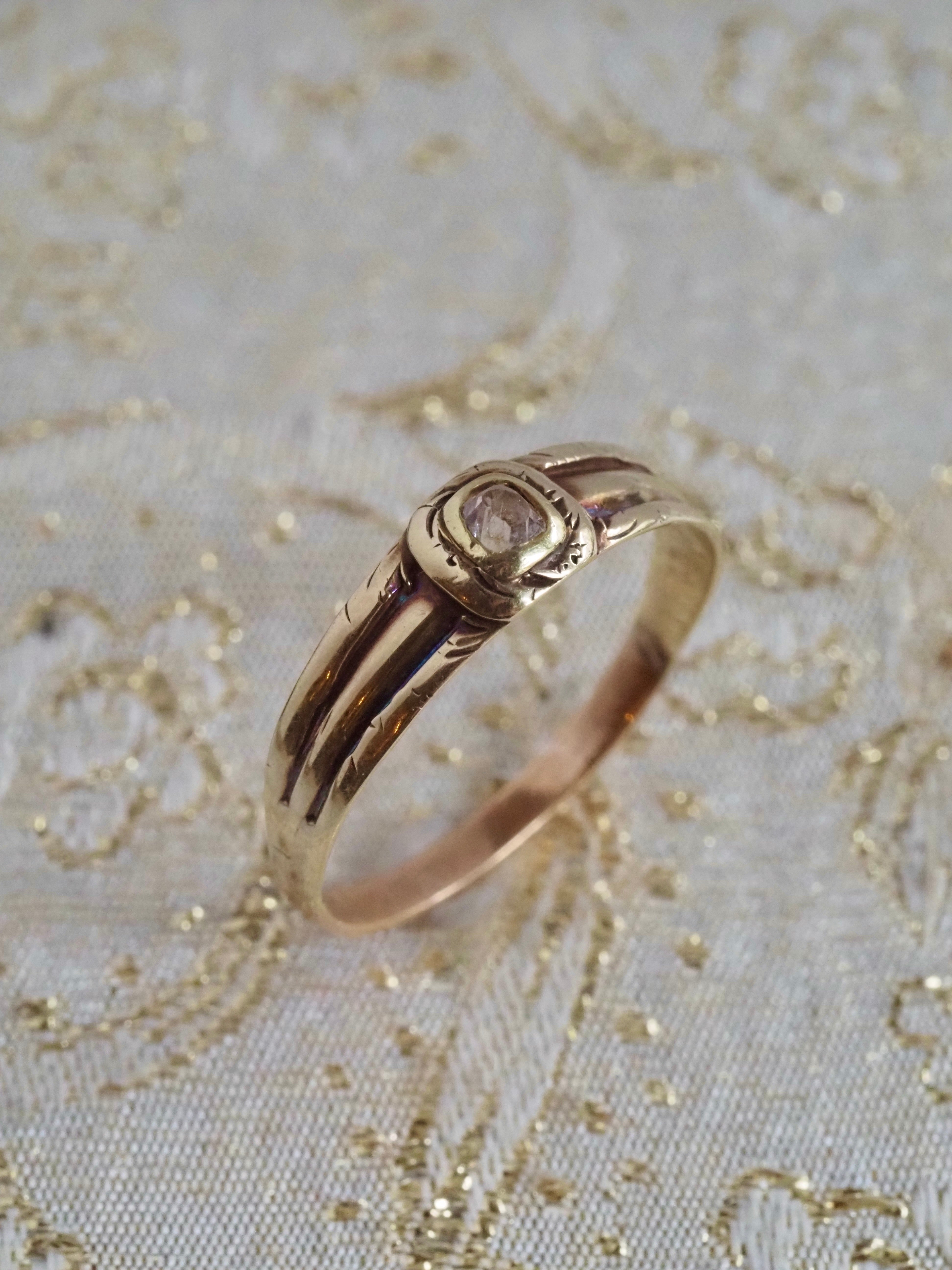 Antique 14k Gold Late 1700s Pink Peruzzi Diamond Ring