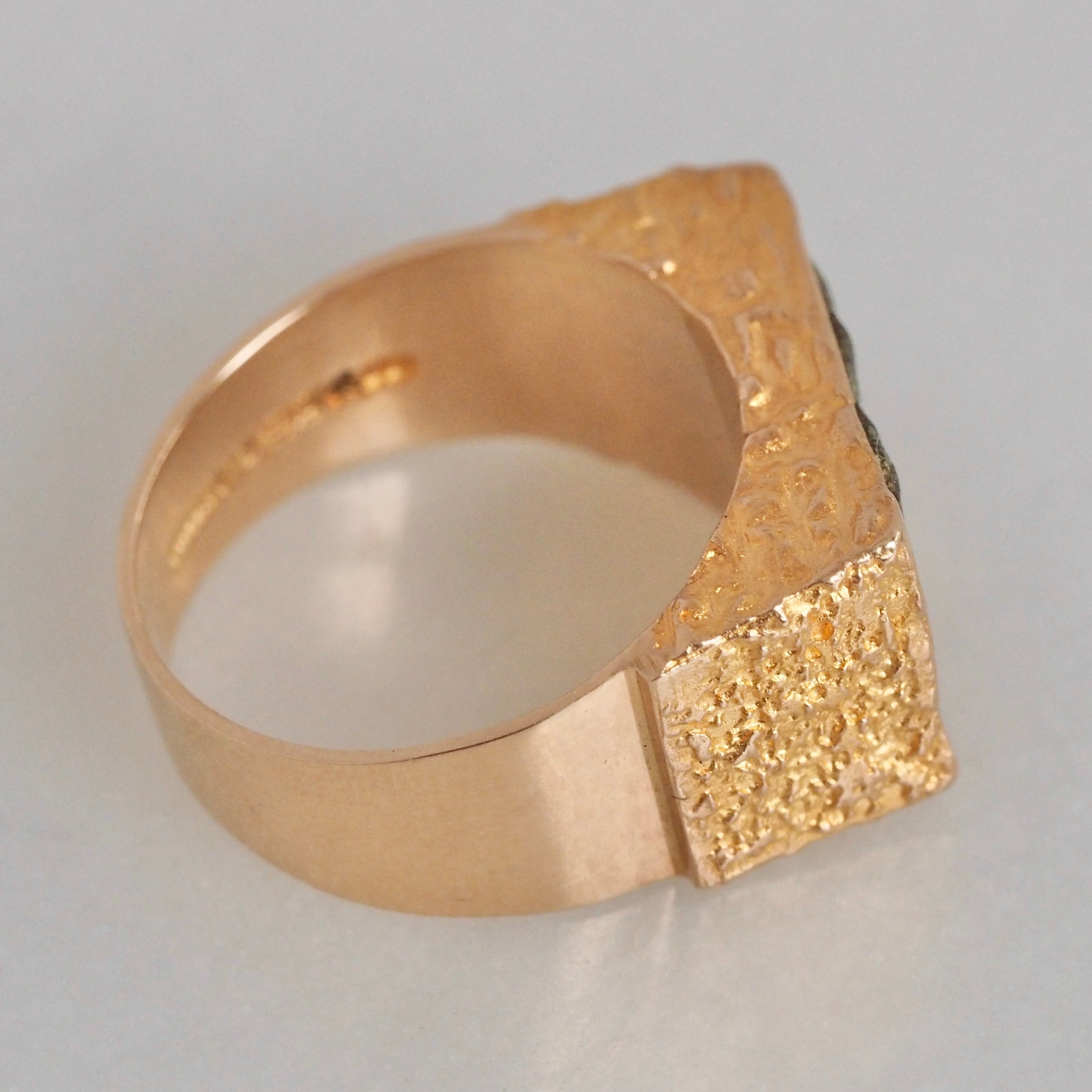 Vintage Modernist Pyrite and 14k Gold Ring by Björn Weckström for Lapponia