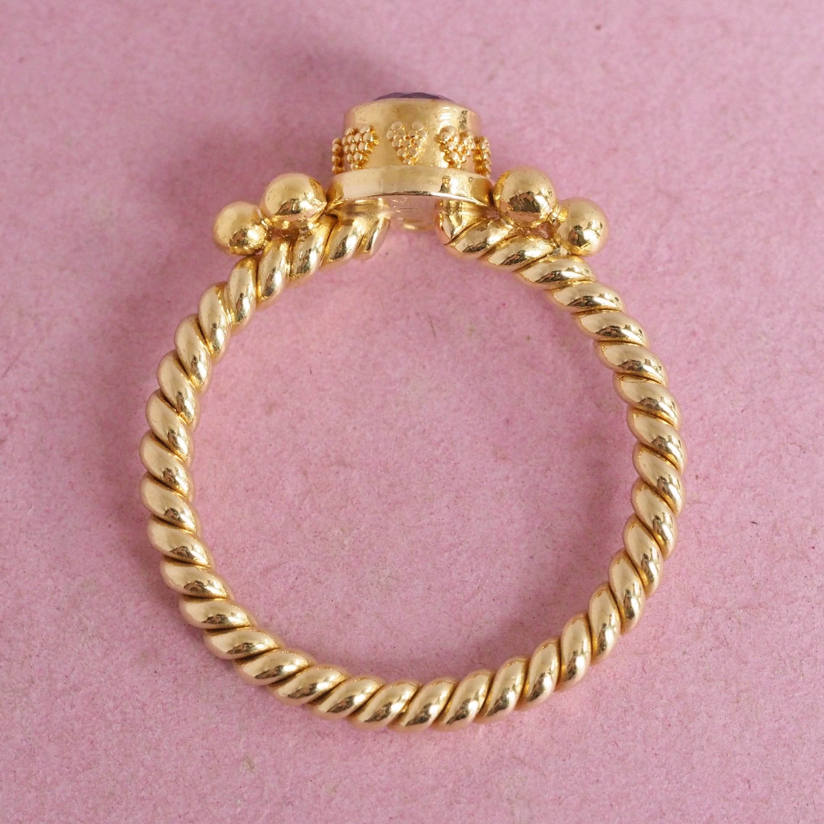 Estate Luna Felix 18k Gold Sapphire Twisted Rope Ring
