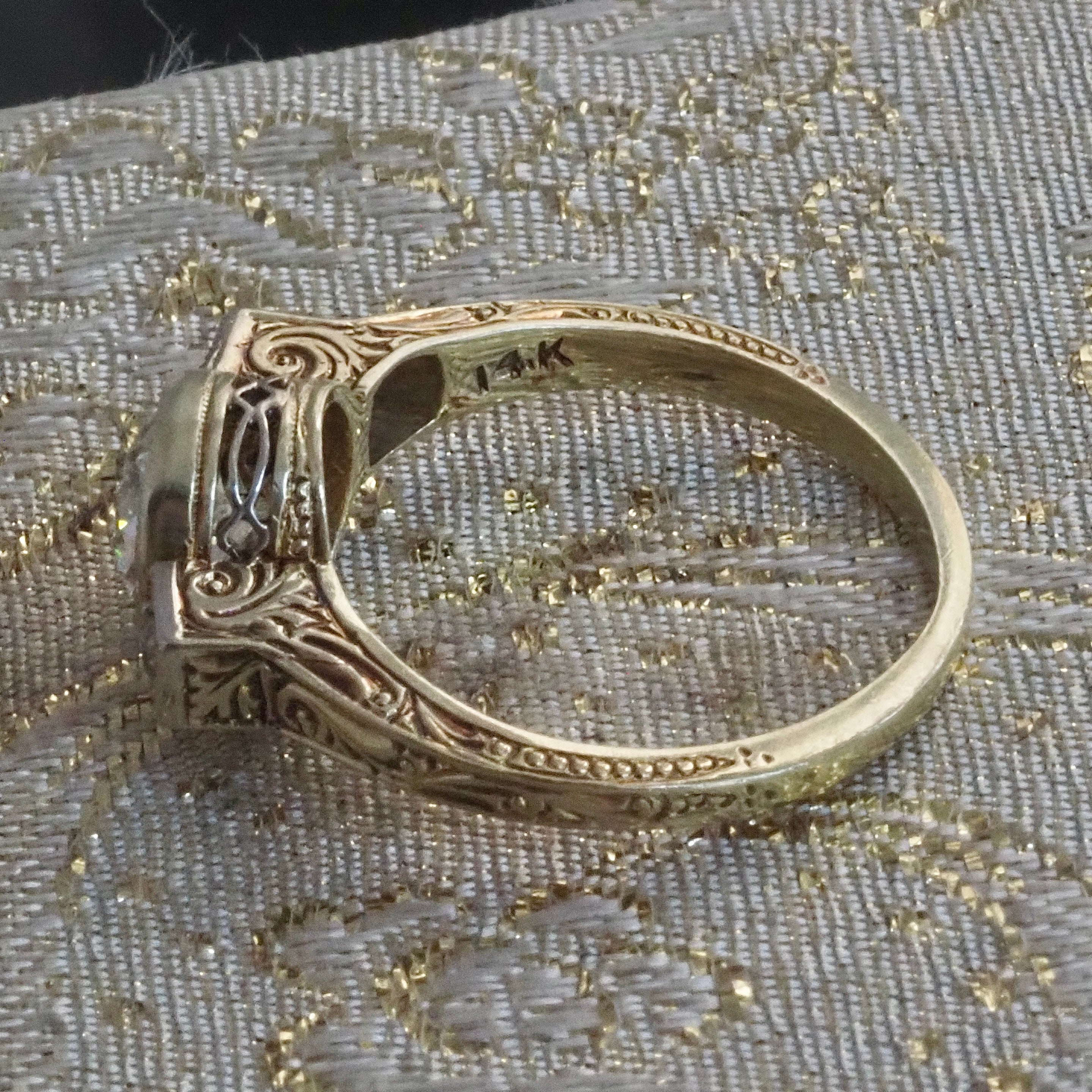 Antique Art Deco Trilogy Ring with Old European & Old Mine Cut Diamonds